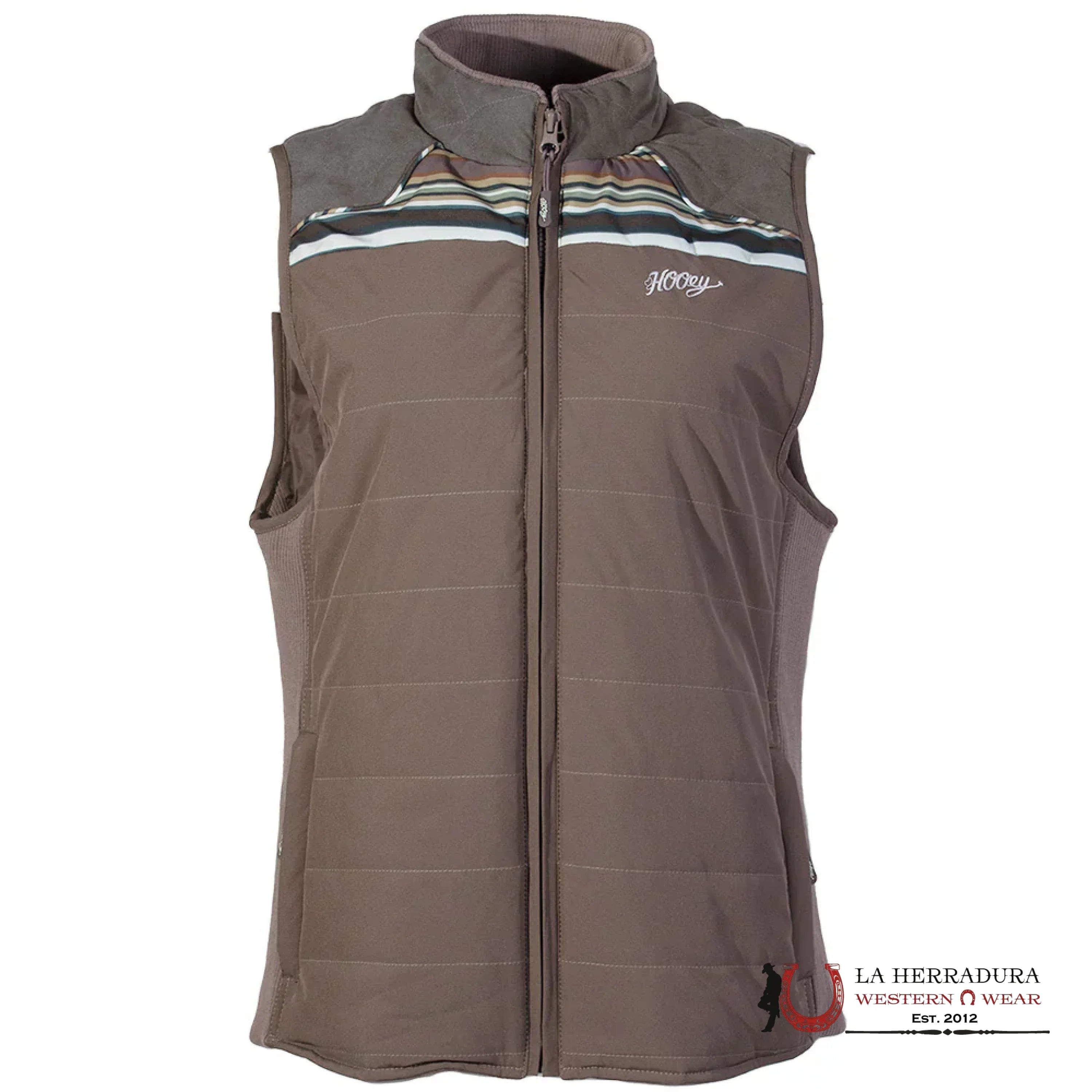 HOOEY WOMEN VEST BROWN BODY FULL ZIP SERAPE PATTEM TOKE AND BAG HV098BRSP ROPA MUJERES