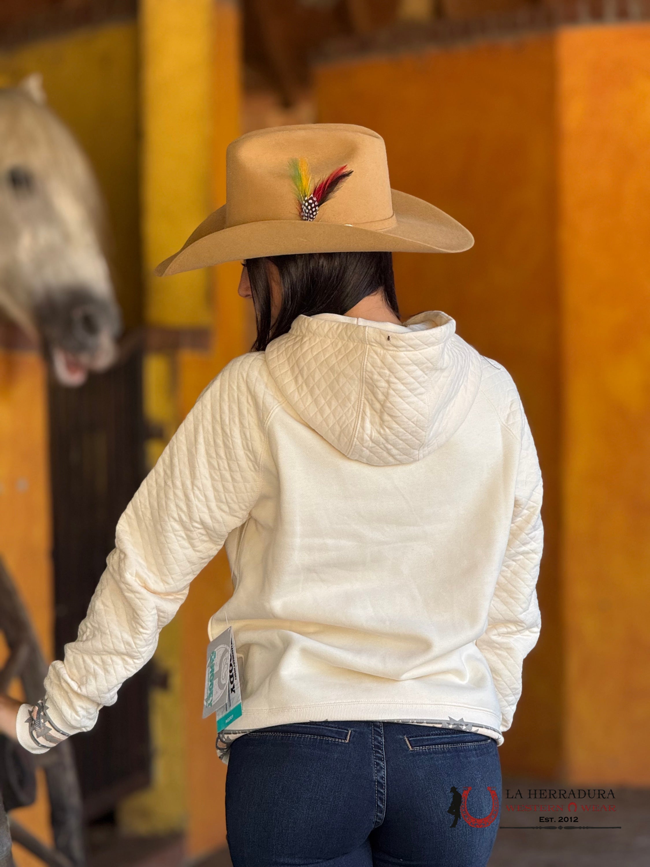 Hooey Womens Cream Quilted Legendary Hoodie Ropa Mujeres