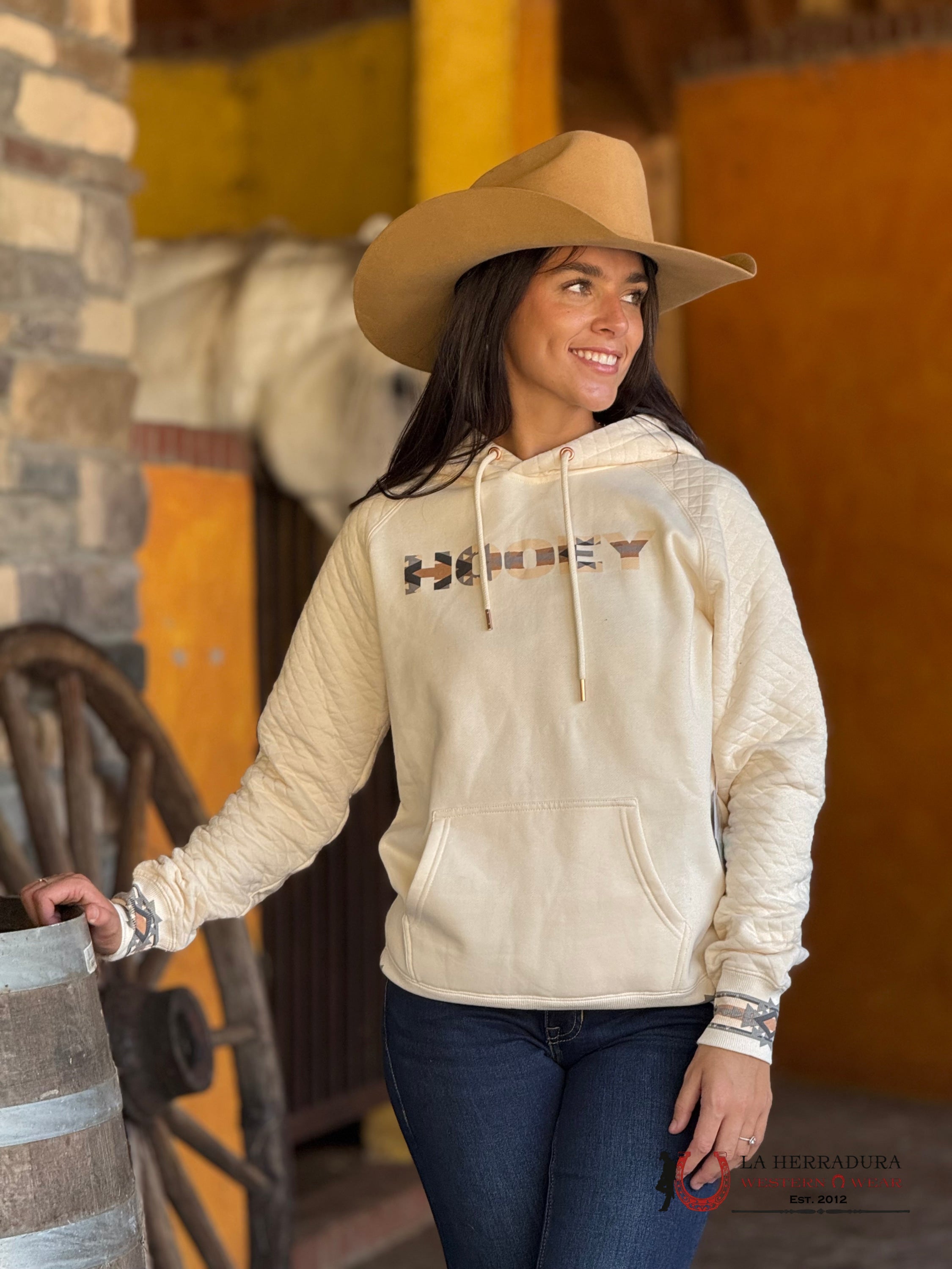 Hooey Womens Cream Quilted Legendary Hoodie Ropa Mujeres