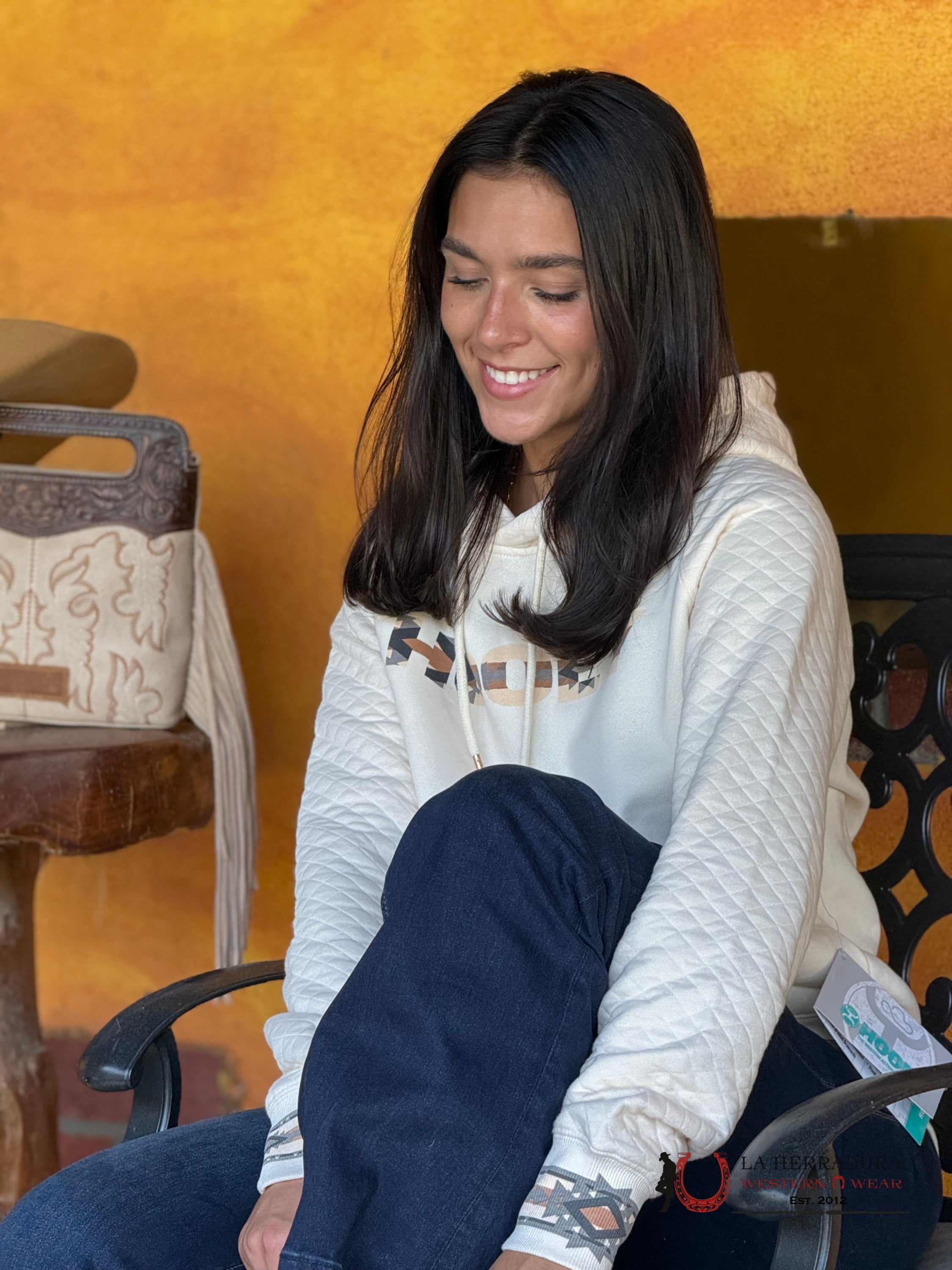 Hooey Womens Cream Quilted Legendary Hoodie Ropa Mujeres