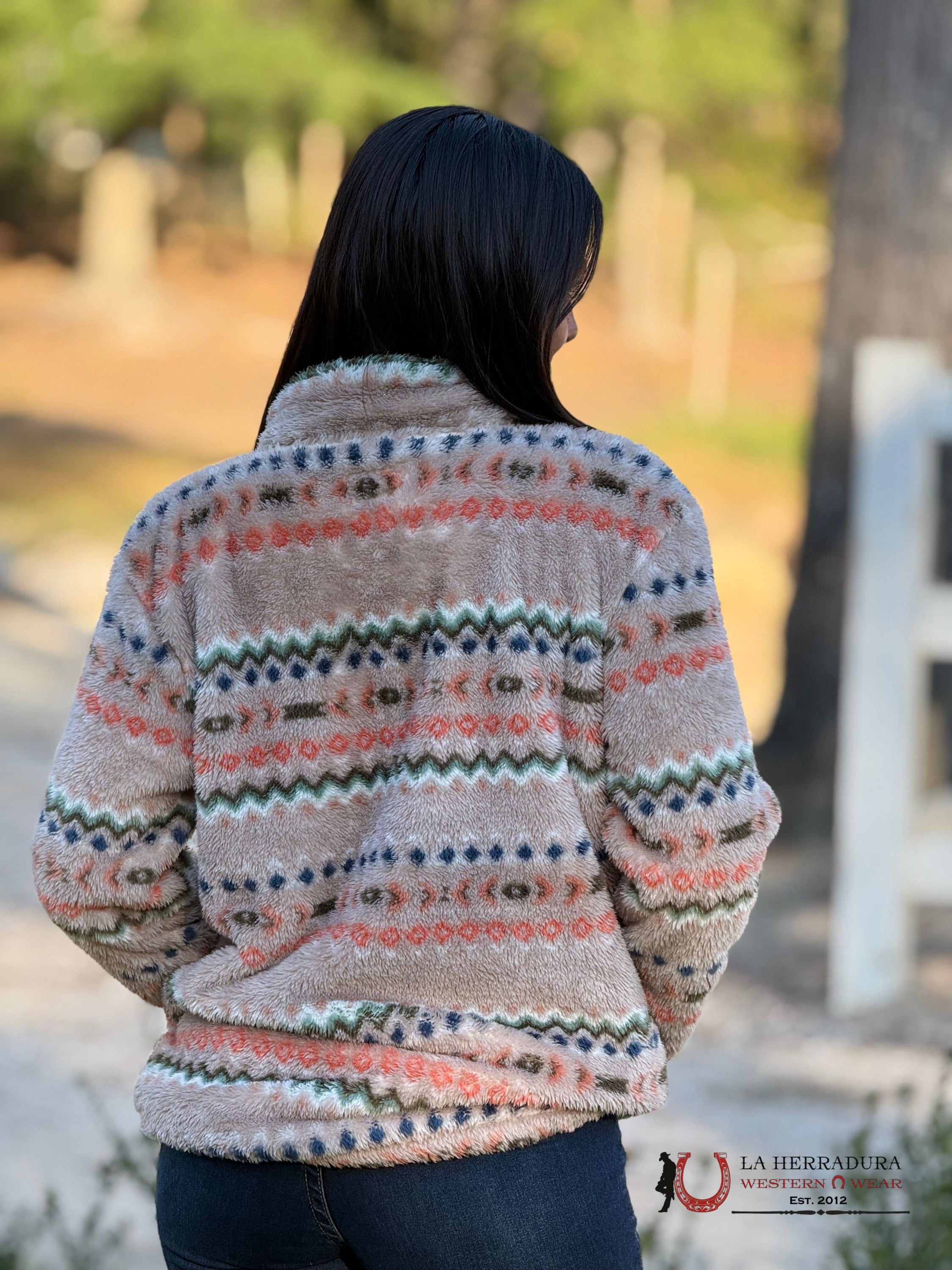 Hooey Womens Fleece Pull Over- Cream/Aztec Craz-S Ropa Mujeres