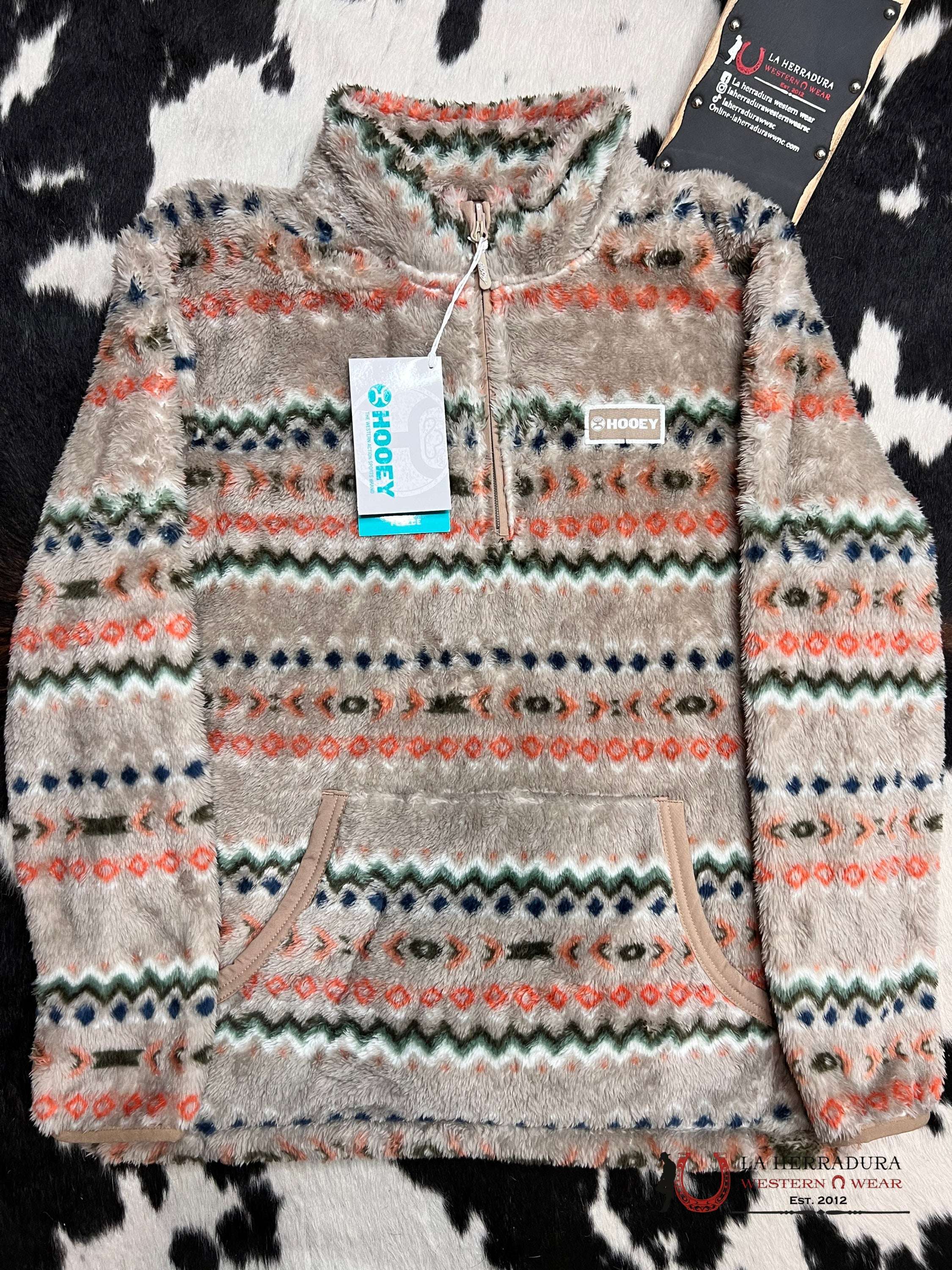 Hooey Womens Fleece Pull Over- Cream/Aztec Craz-S Ropa Mujeres