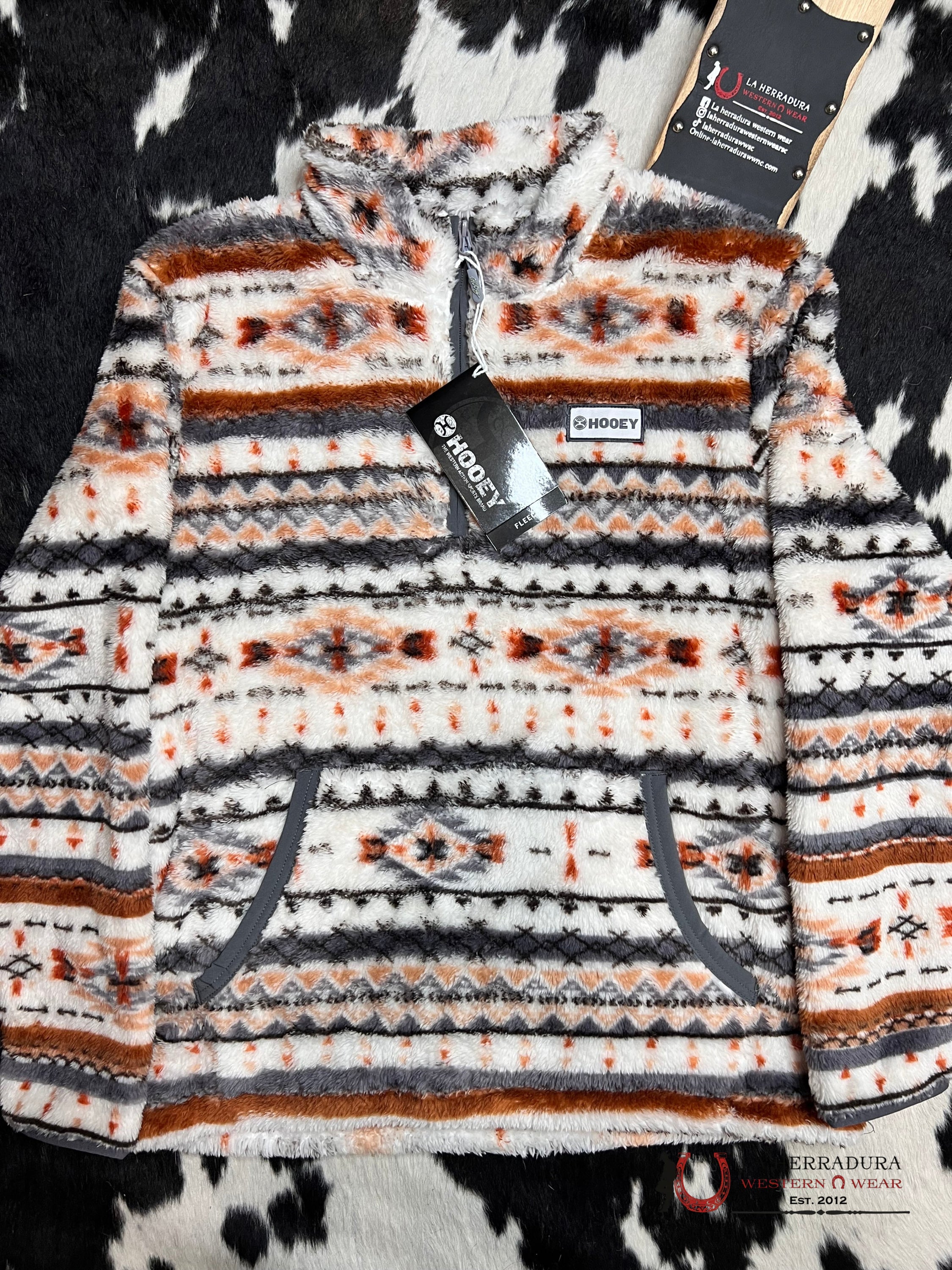 Hooey Womens Fleece Pull Over- Tan/Grey/Aztec Ropa Mujeres