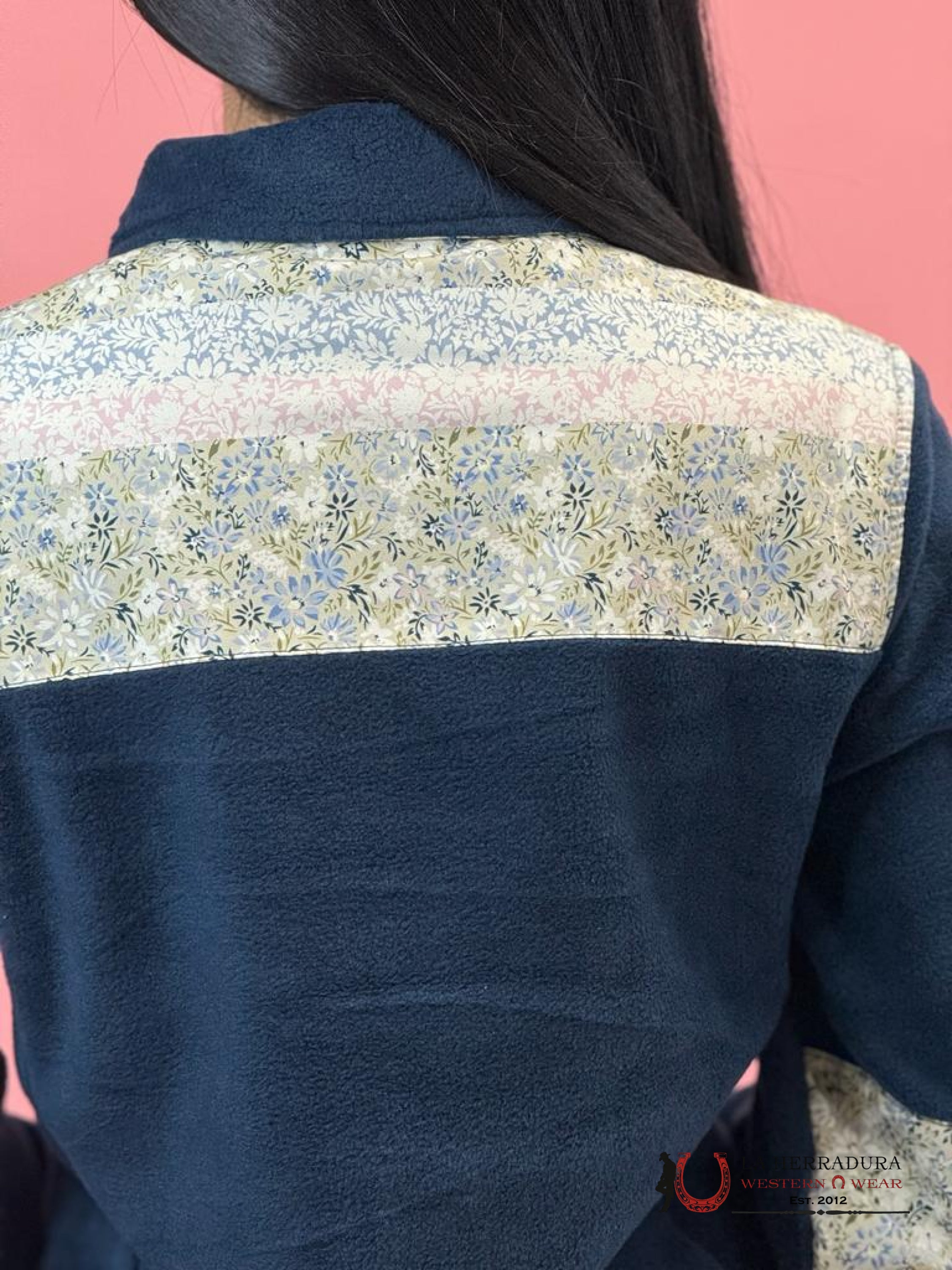 Hooey Womens Floral Pattern W/ Blue Sleeves Full Zip Up Ropa Mujeres