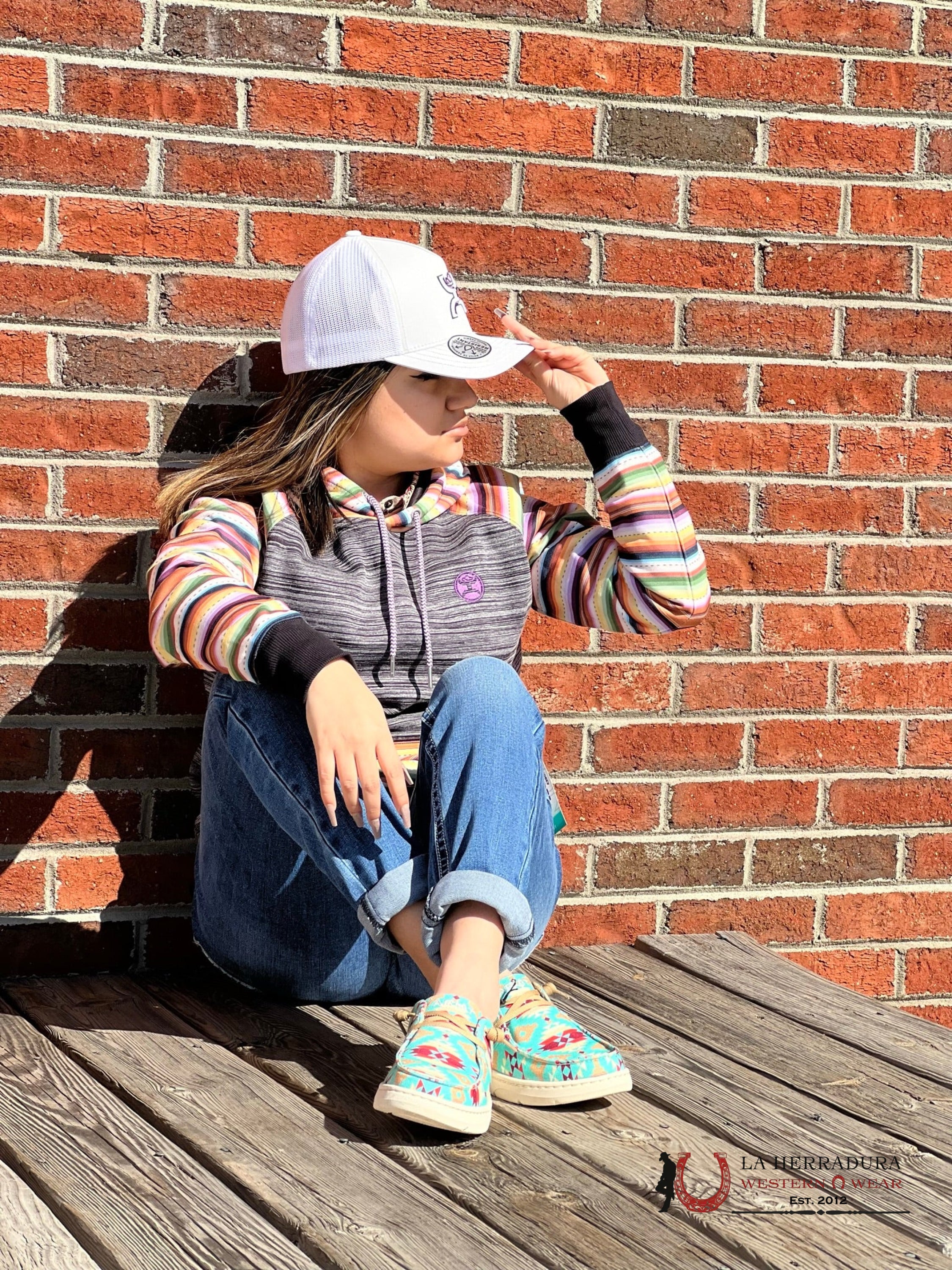 Hooey Womens Hoodie Catalina W/ Multi Colored Sleeve Ropa Mujeres