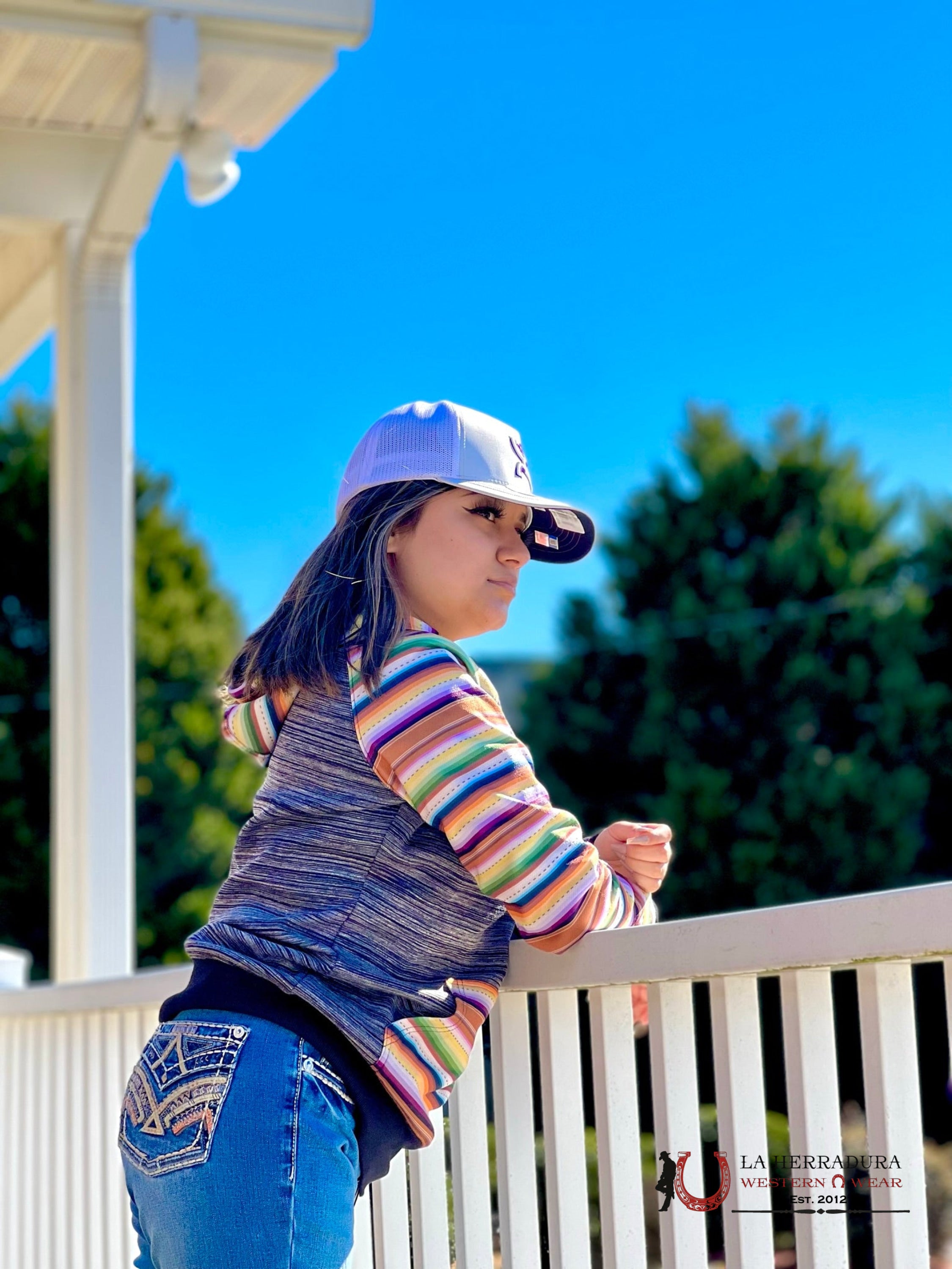 Hooey Womens Hoodie Catalina W/ Multi Colored Sleeve Ropa Mujeres