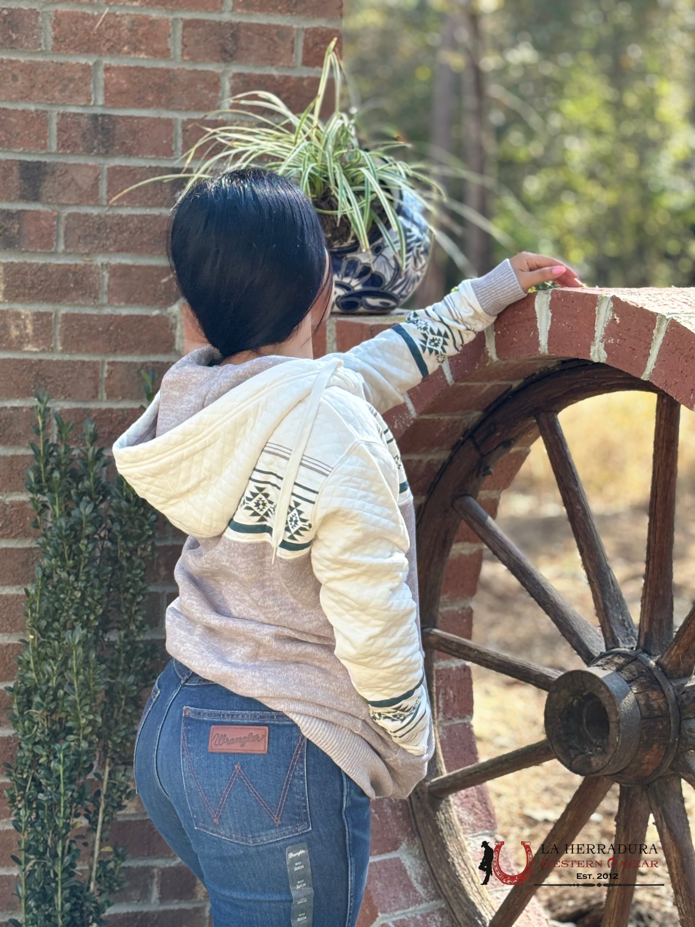 Hooey Womens ’Jimmy’ Grey /White Hoody Ropa Mujeres