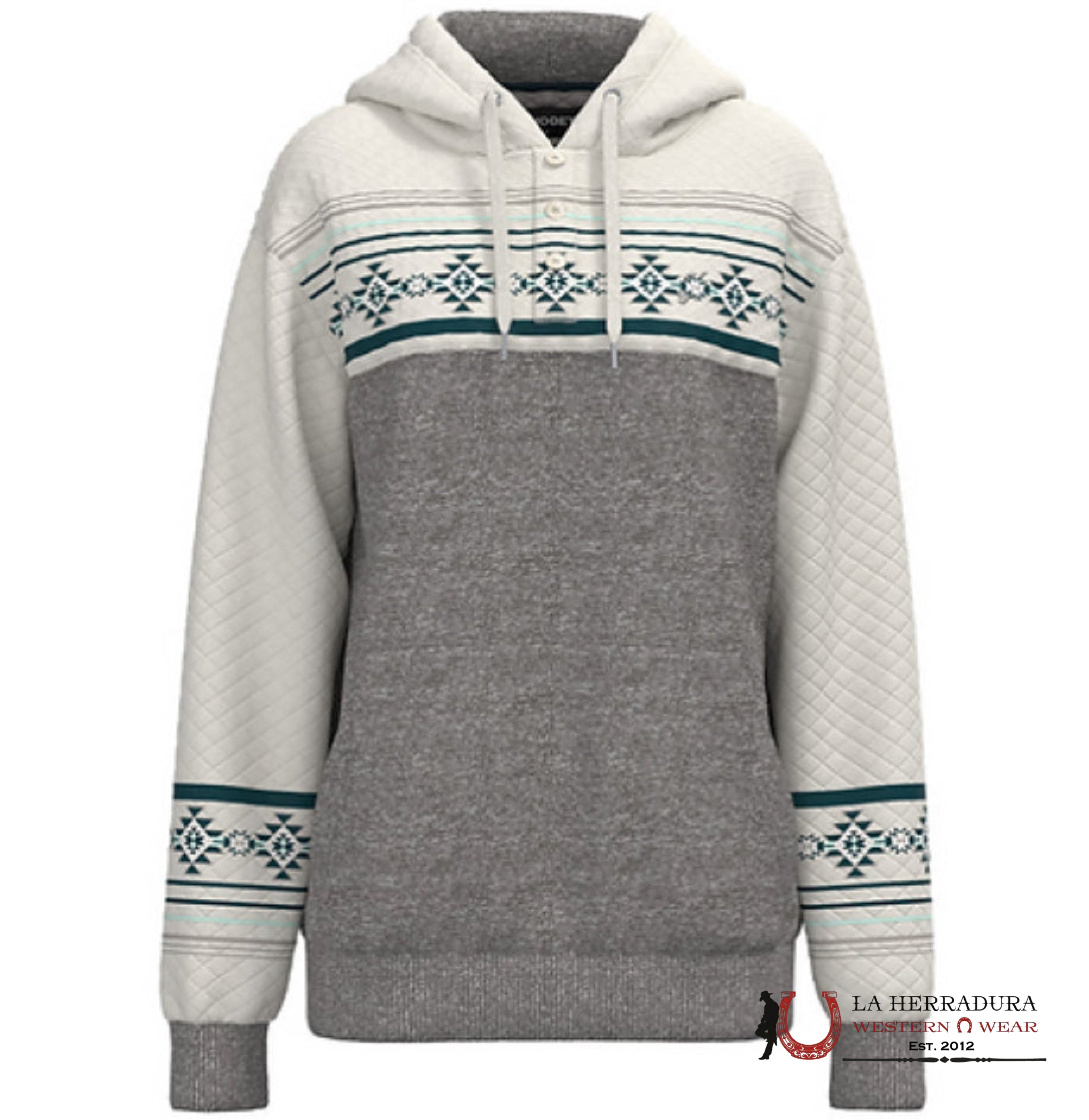 Hooey Womens ’Jimmy’ Grey /White Hoody Ropa Mujeres