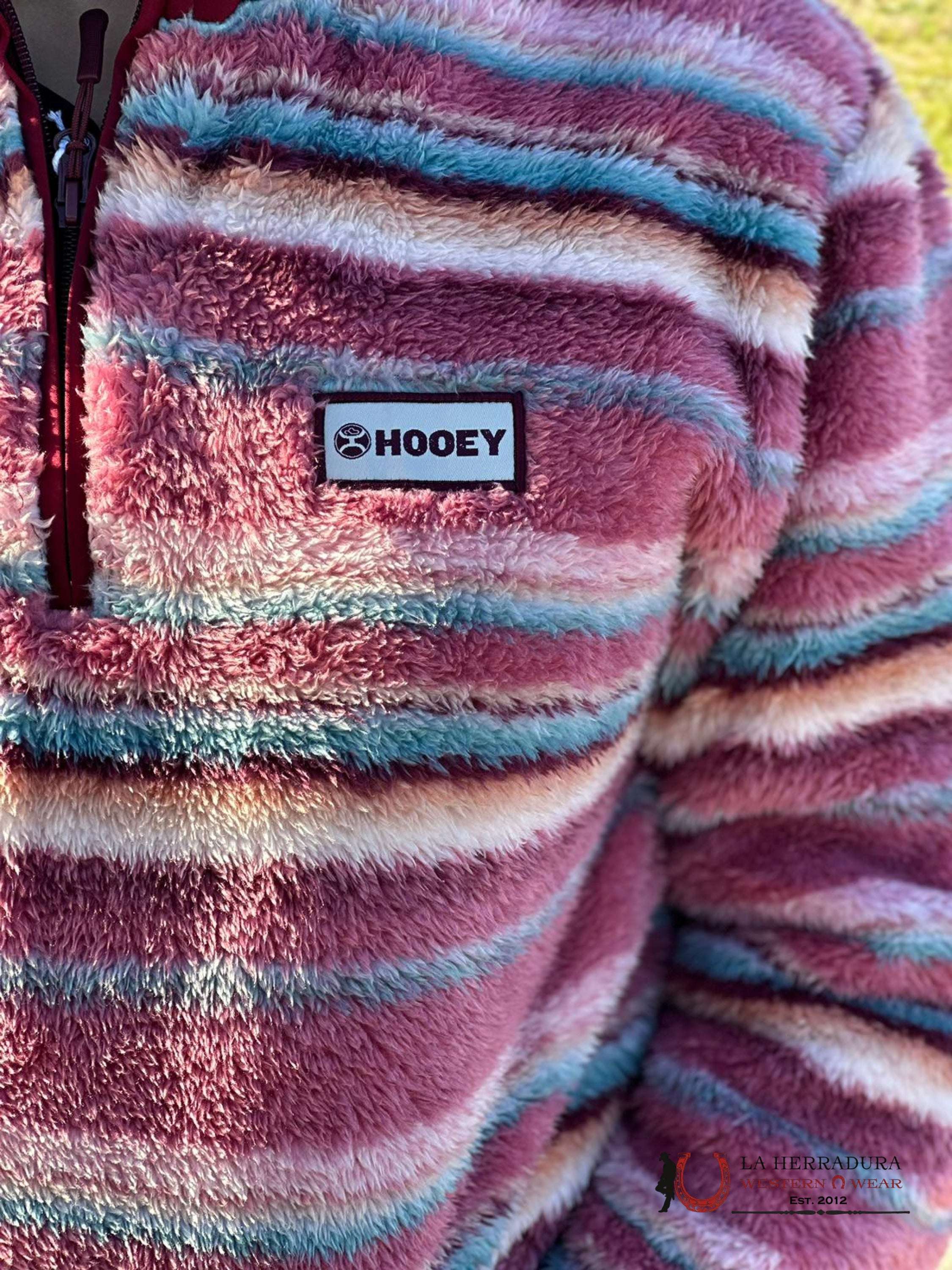Hooey Womens Pink Multi Color Striped Sherpa Pullover Half Zip Ropa Mujeres