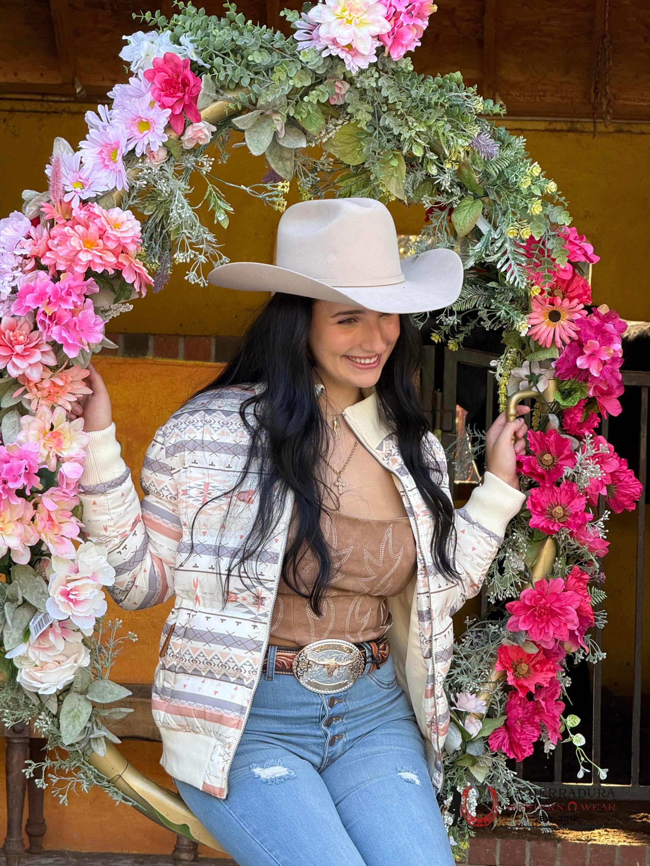 Hooey Womens Pink/White Puffer Jacket Full Zip Up Ropa Mujeres