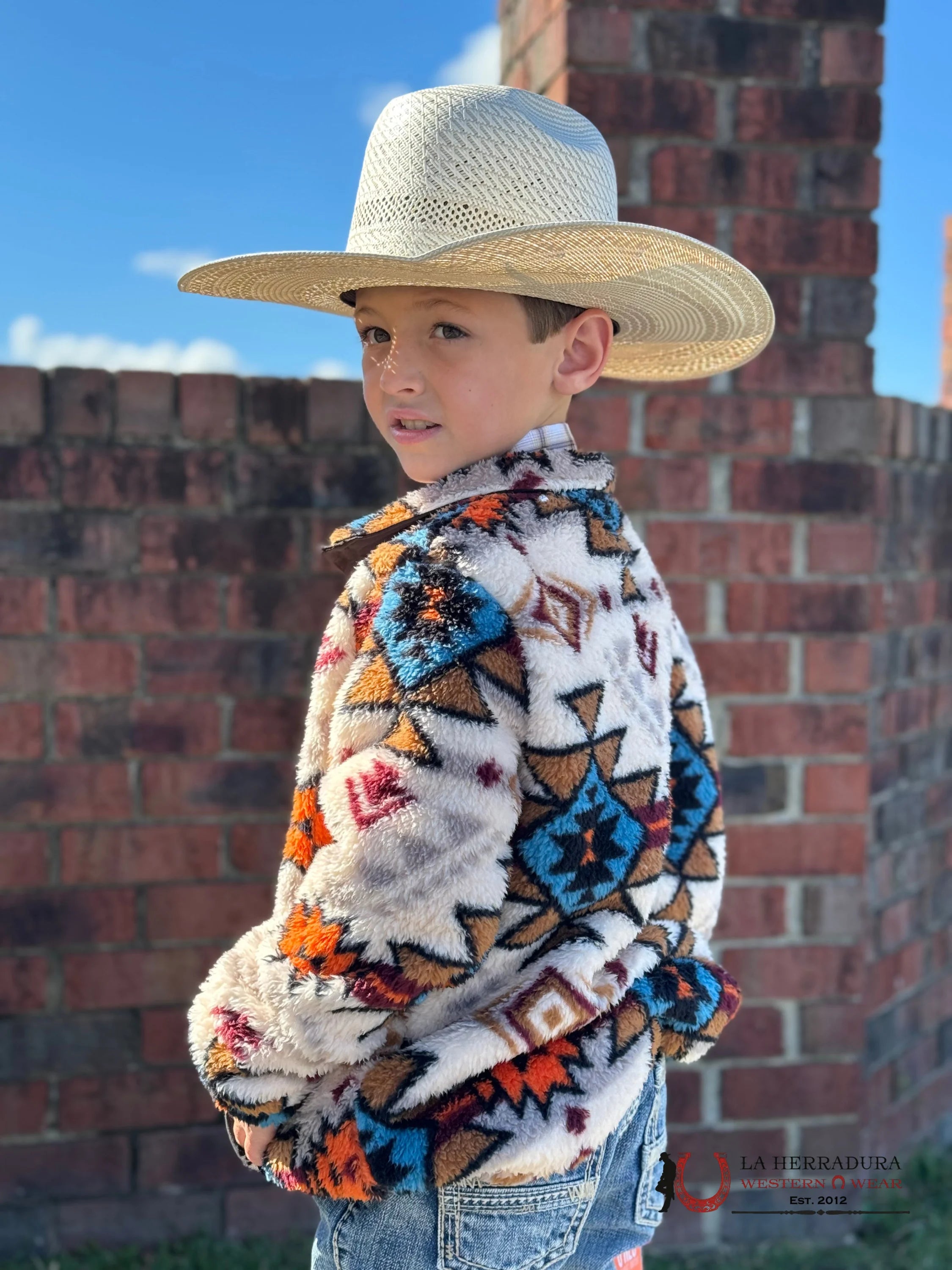 Hooey Youth Pull Over Cream / Multicolor Aztec Niños