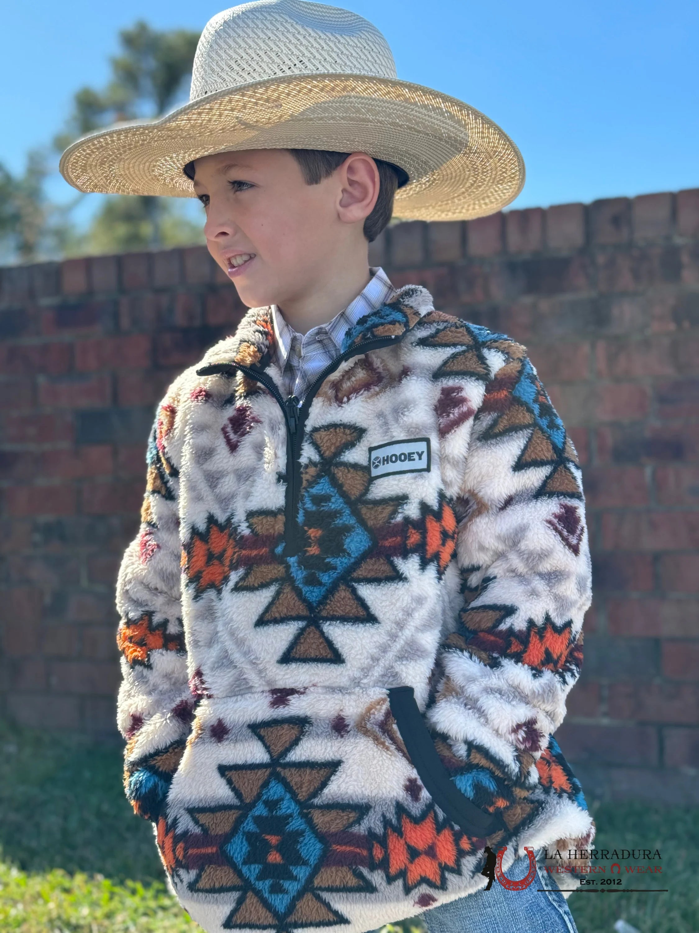 Hooey Youth Pull Over Cream / Multicolor Aztec Niños