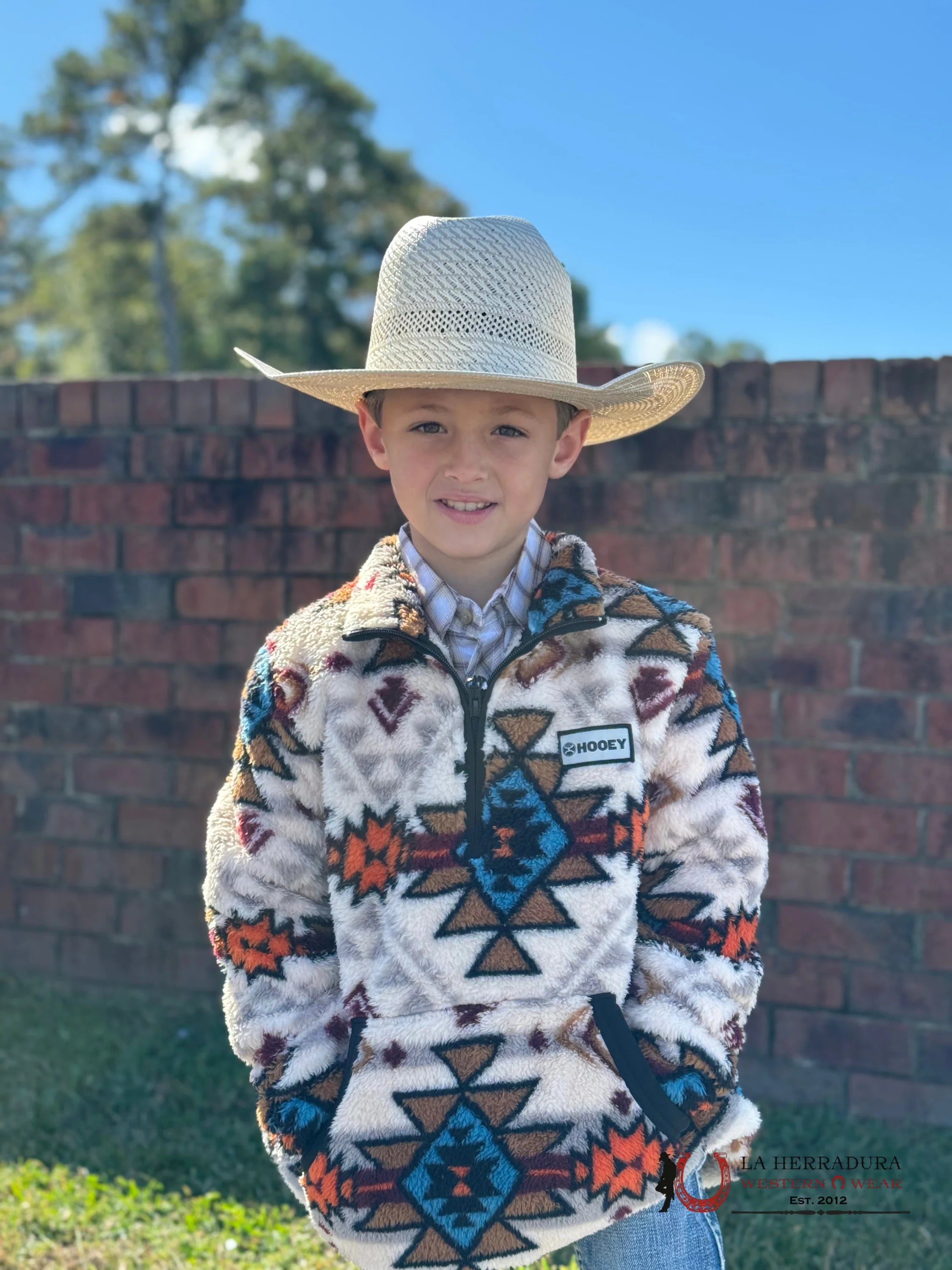 Hooey Youth Pull Over Cream / Multicolor Aztec Niños
