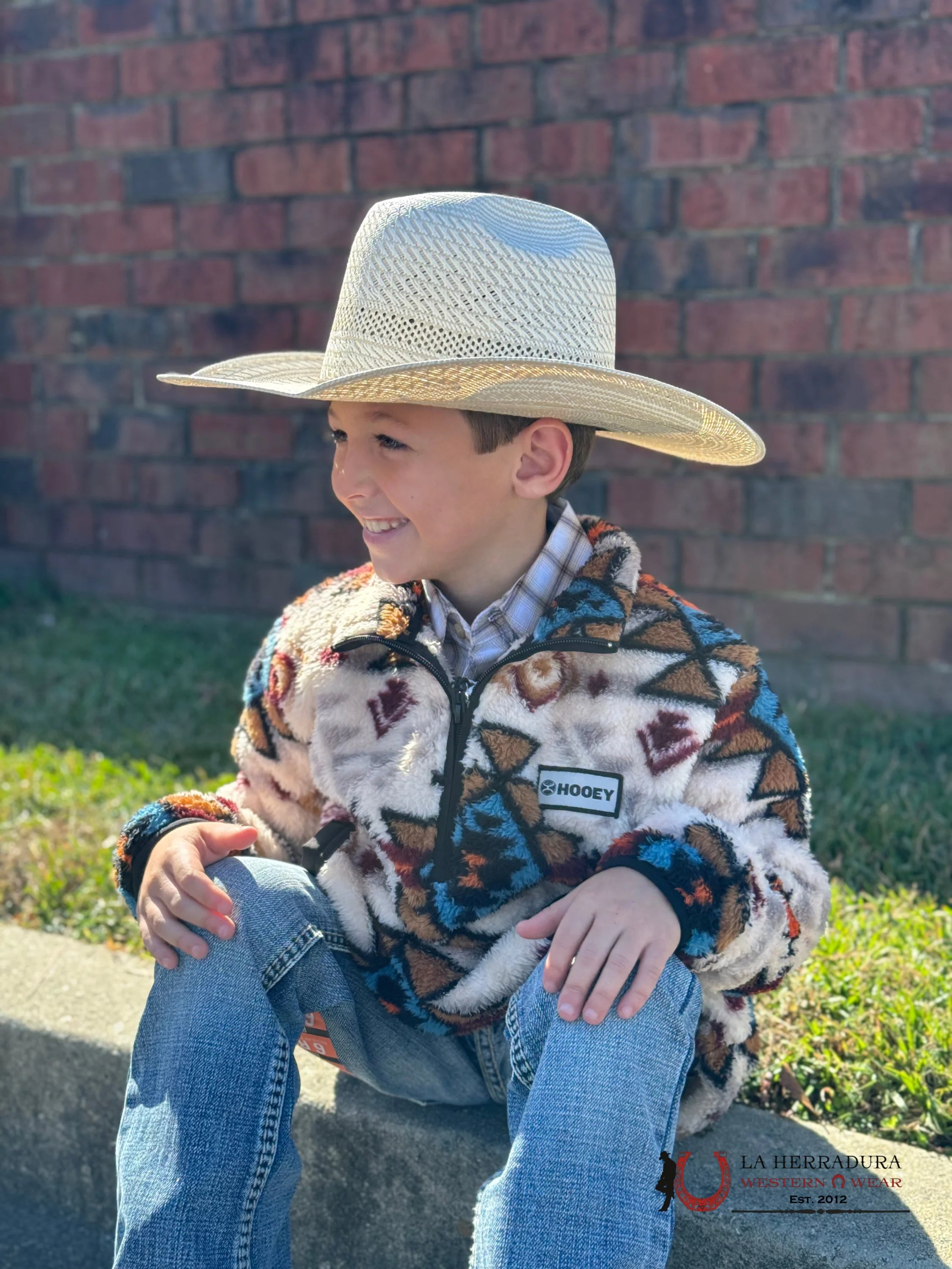 Hooey Youth Pull Over Cream / Multicolor Aztec Niños