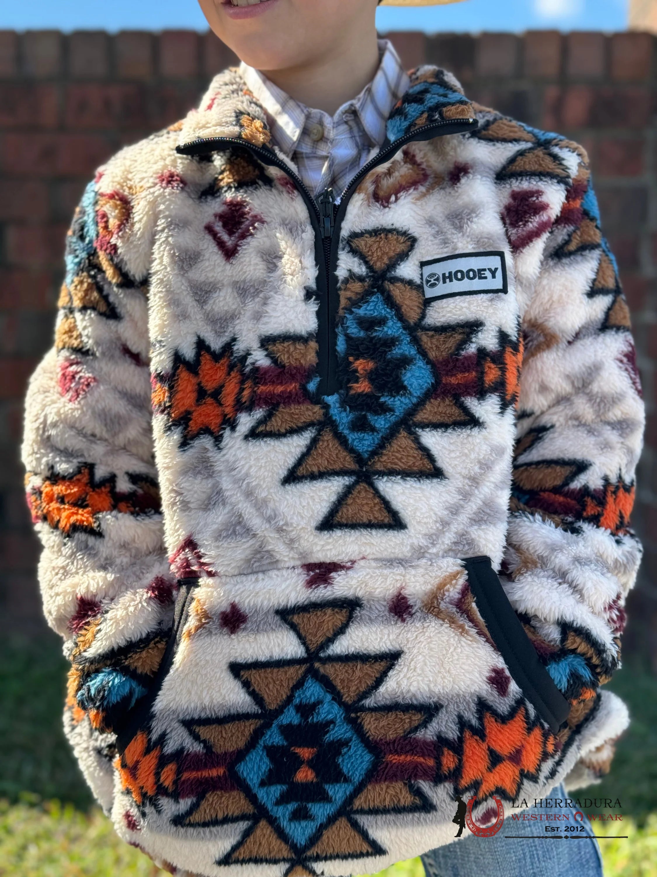 Hooey Youth Pull Over Cream / Multicolor Aztec Niños