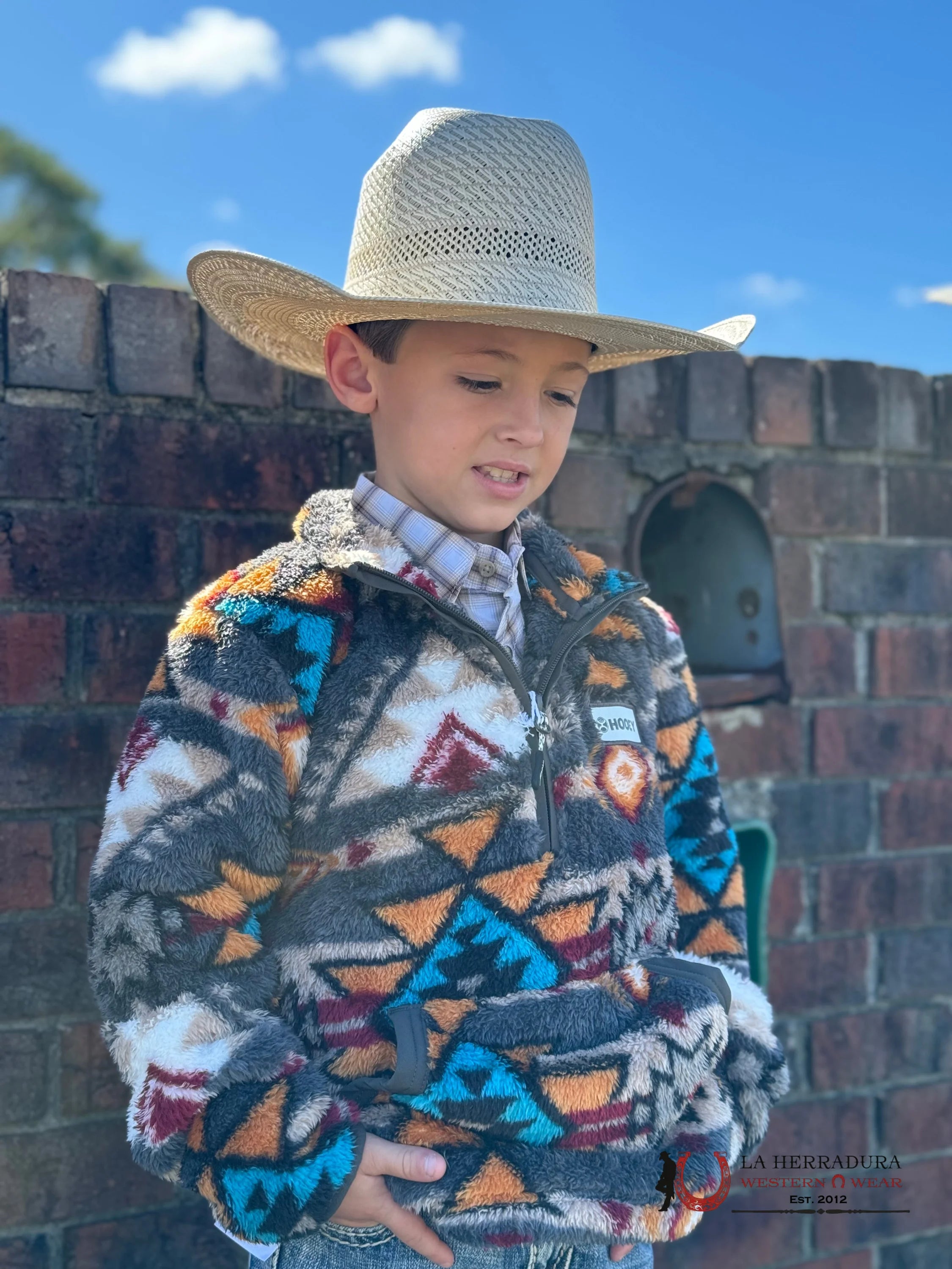 Hooey Youth Pull Over Orange Aztec Niños
