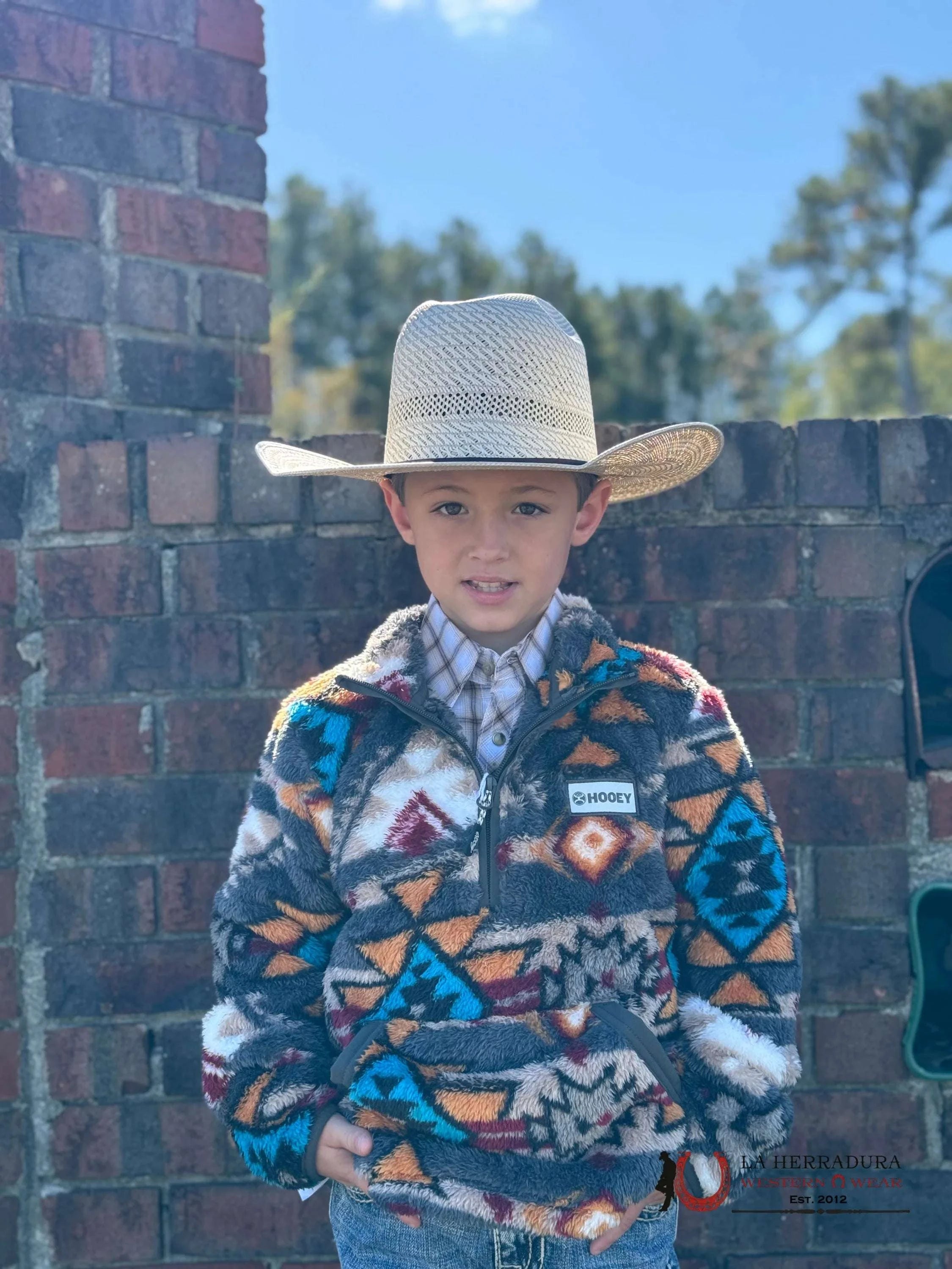 Hooey Youth Pull Over Orange Aztec Niños