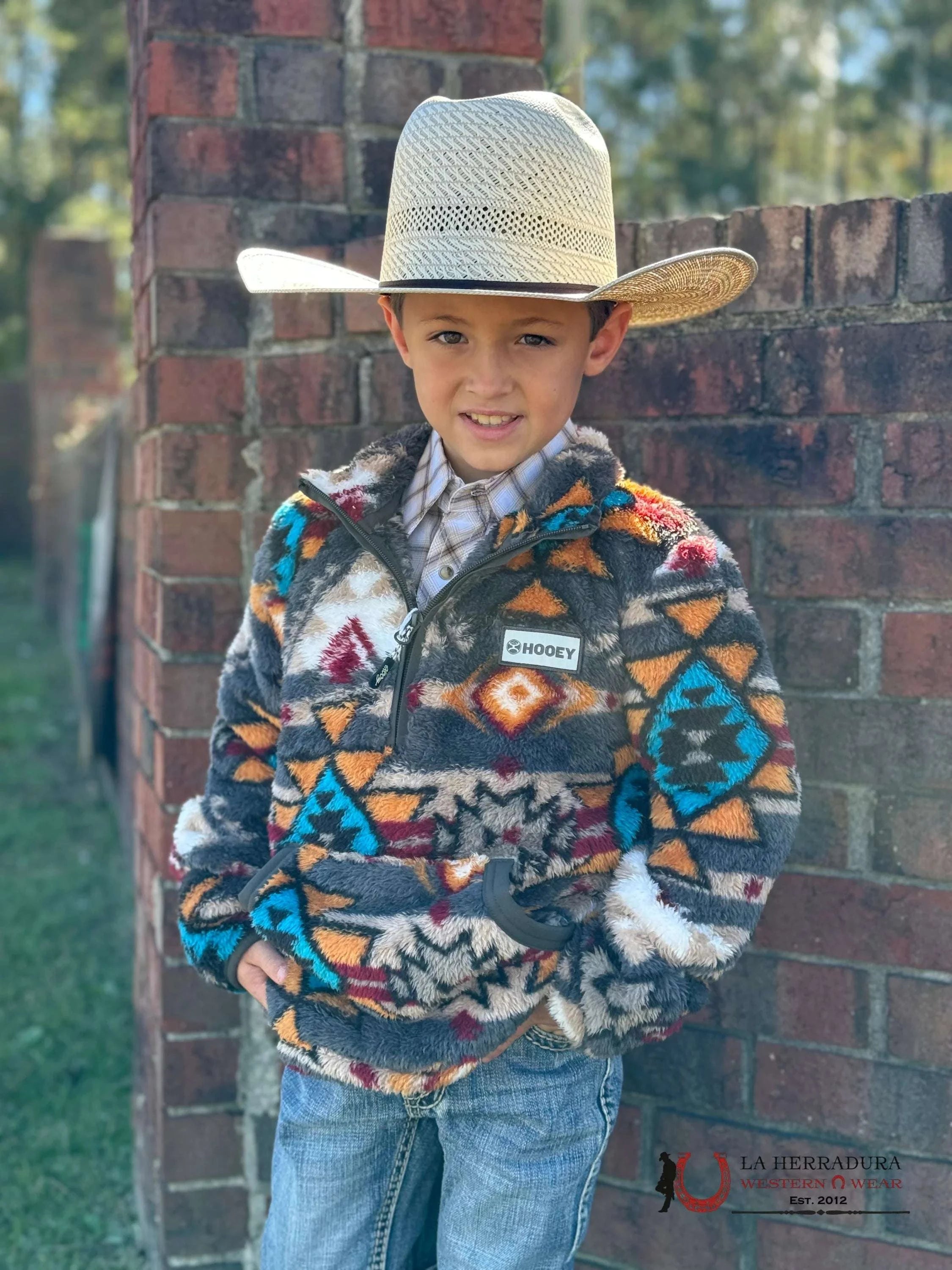 Hooey Youth Pull Over Orange Aztec Niños