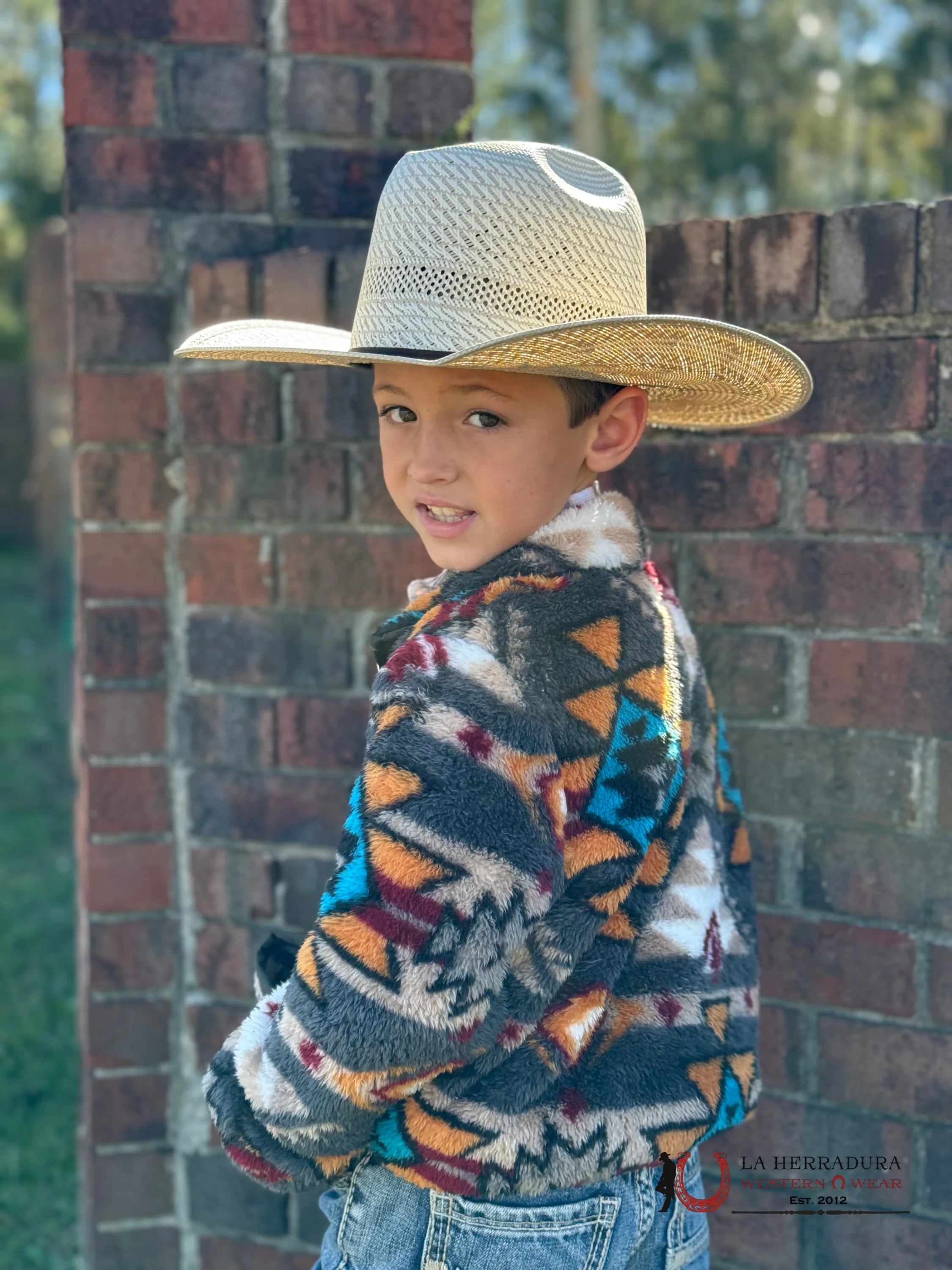 Hooey Youth Pull Over Orange Aztec Niños