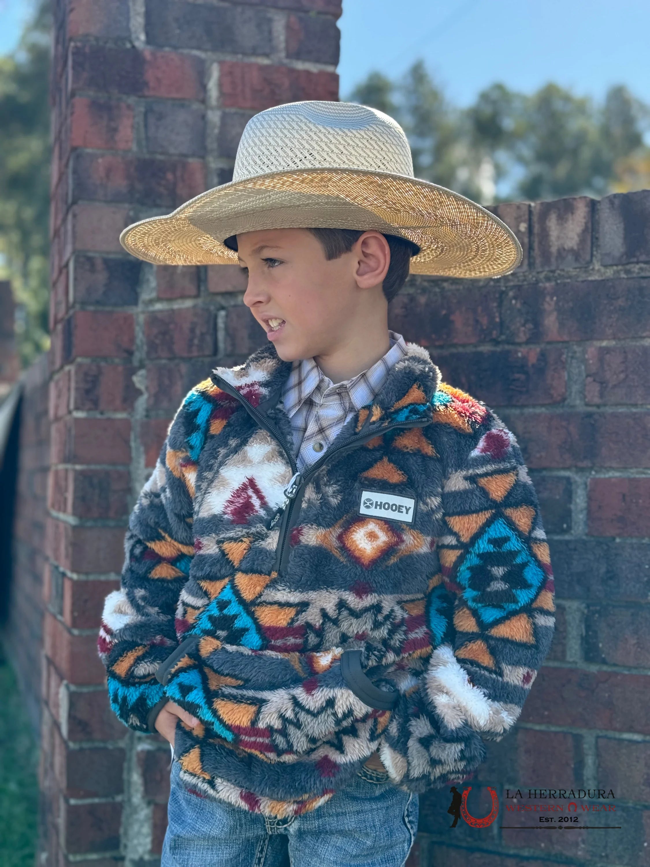 Hooey Youth Pull Over Orange Aztec Niños