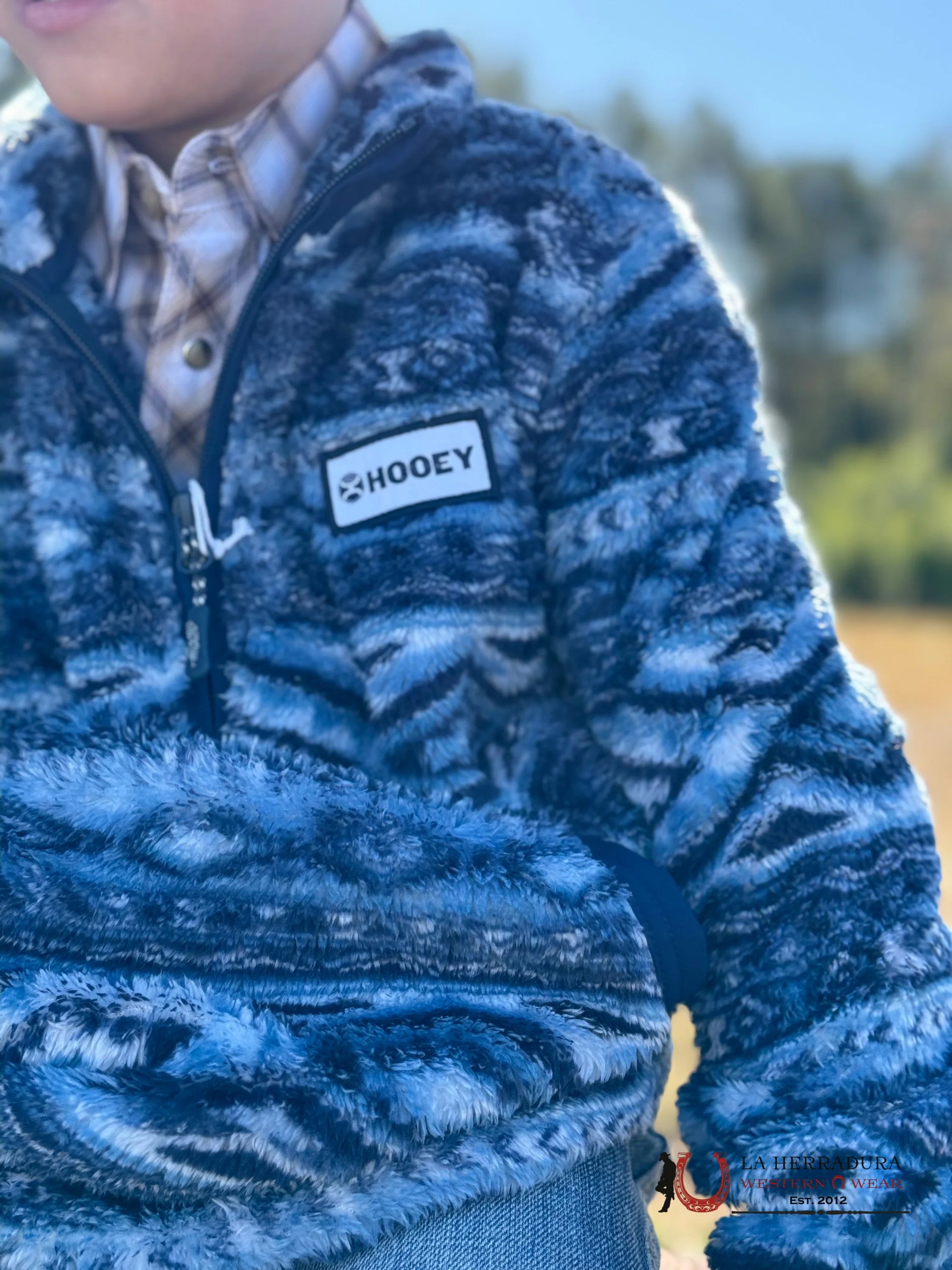 Hooey Youth Sherpa Pull Over Blue Aztec Niños