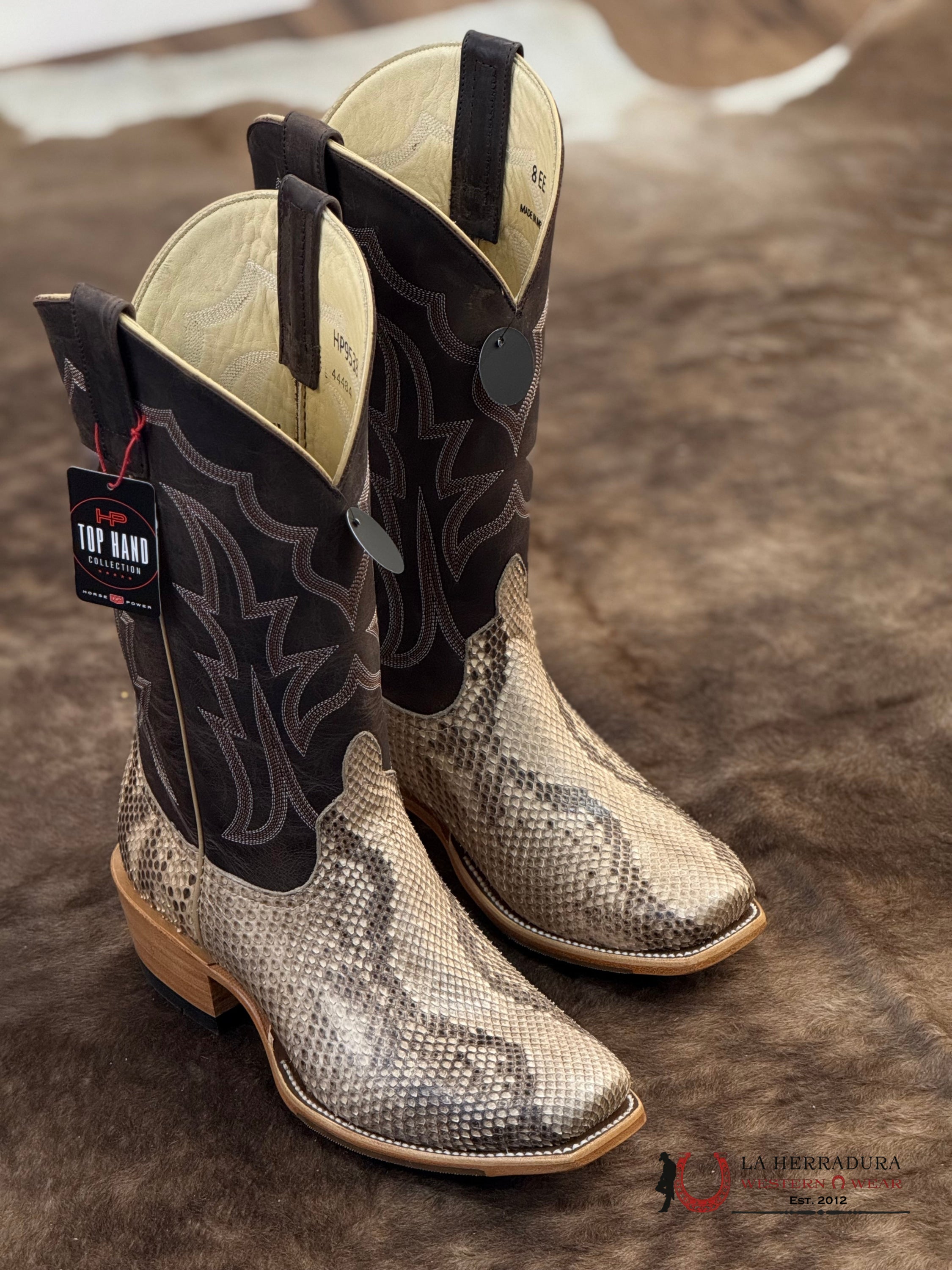 Top Hand Collection Piton Belly Cut Mink Espresso Old Soul - HP9538 BOTAS HOMBRES