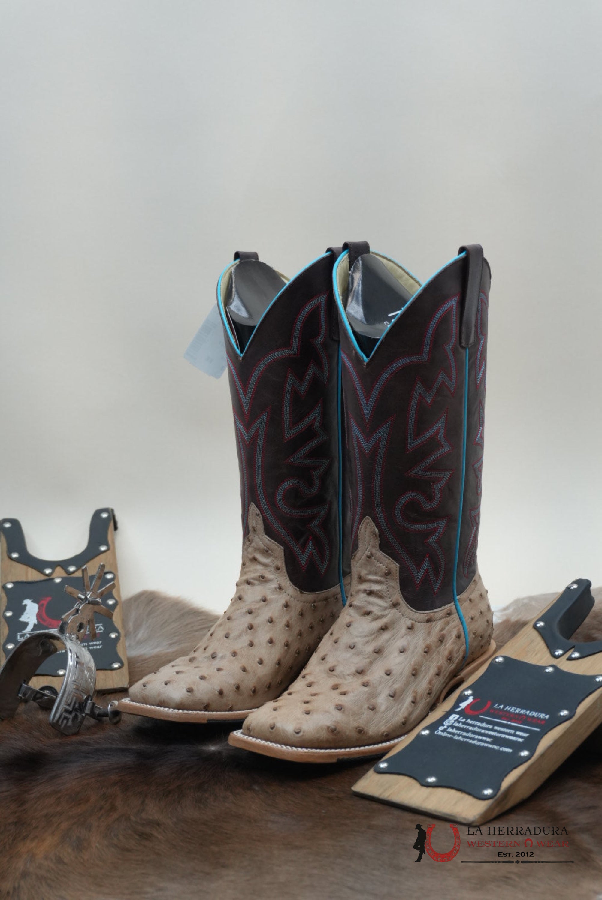 Horse Power Tan Vintage Bruciato Fq Ostrich Bone Explosion Botas Hombres