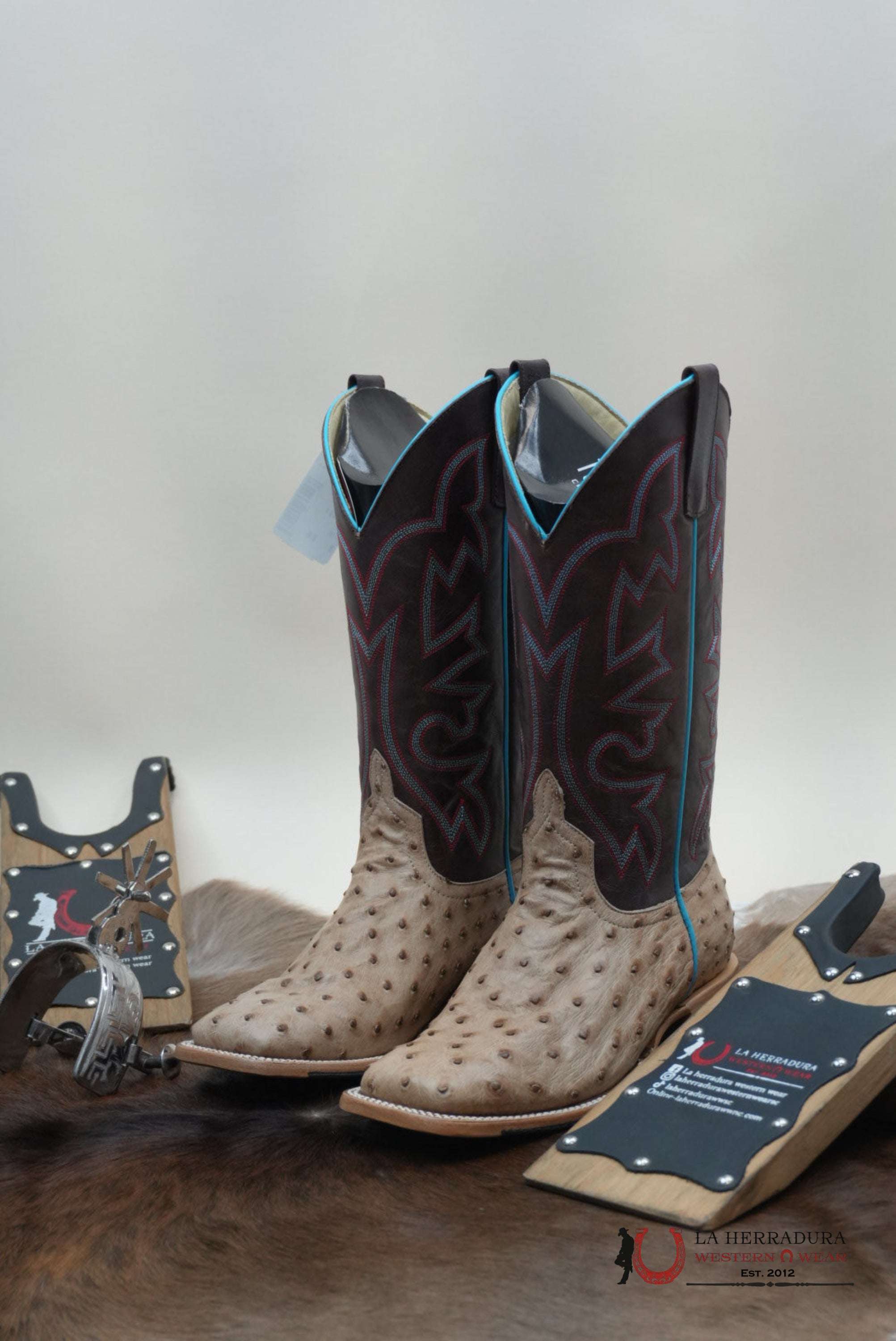Horse Power Tan Vintage Bruciato Fq Ostrich Bone Explosion Botas Hombres