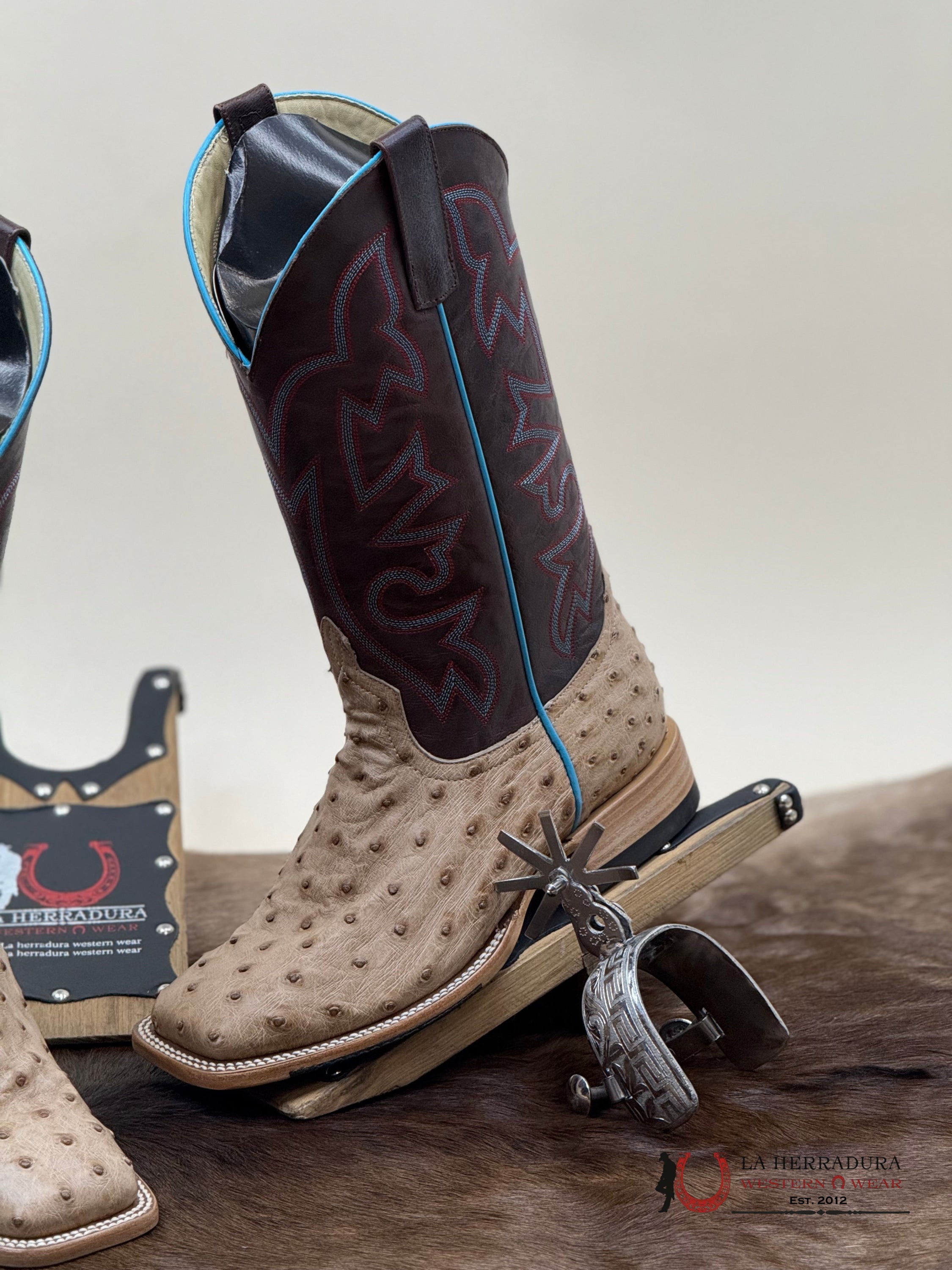 Horse Power Tan Vintage Bruciato Fq Ostrich Bone Explosion Botas Hombres