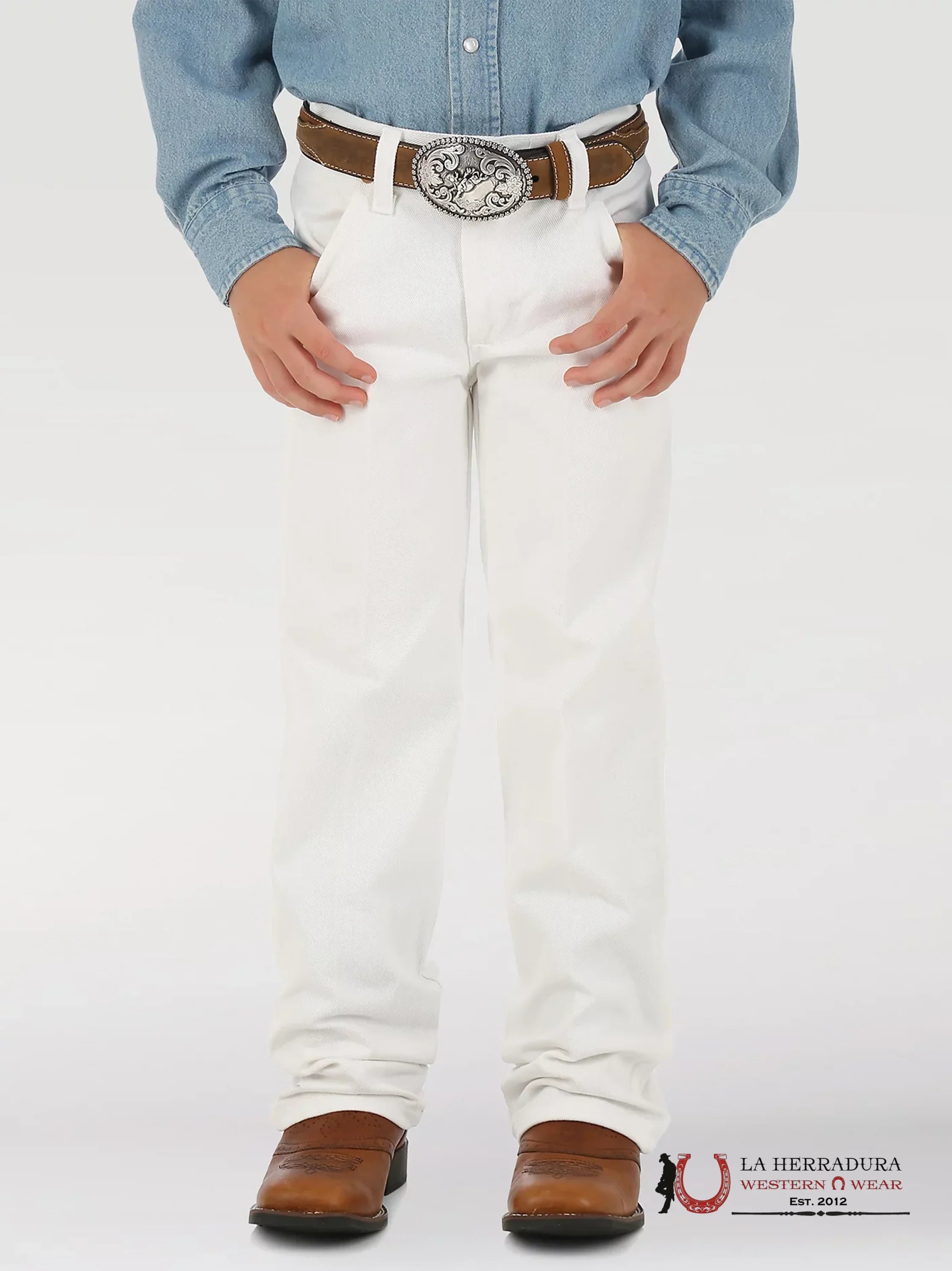JEANS BOYS WRANGLER TAN COWBOY CUT PRO RODEO ORIGINAL FIT SLIM WHITE 1013MWBWI NIÑOS