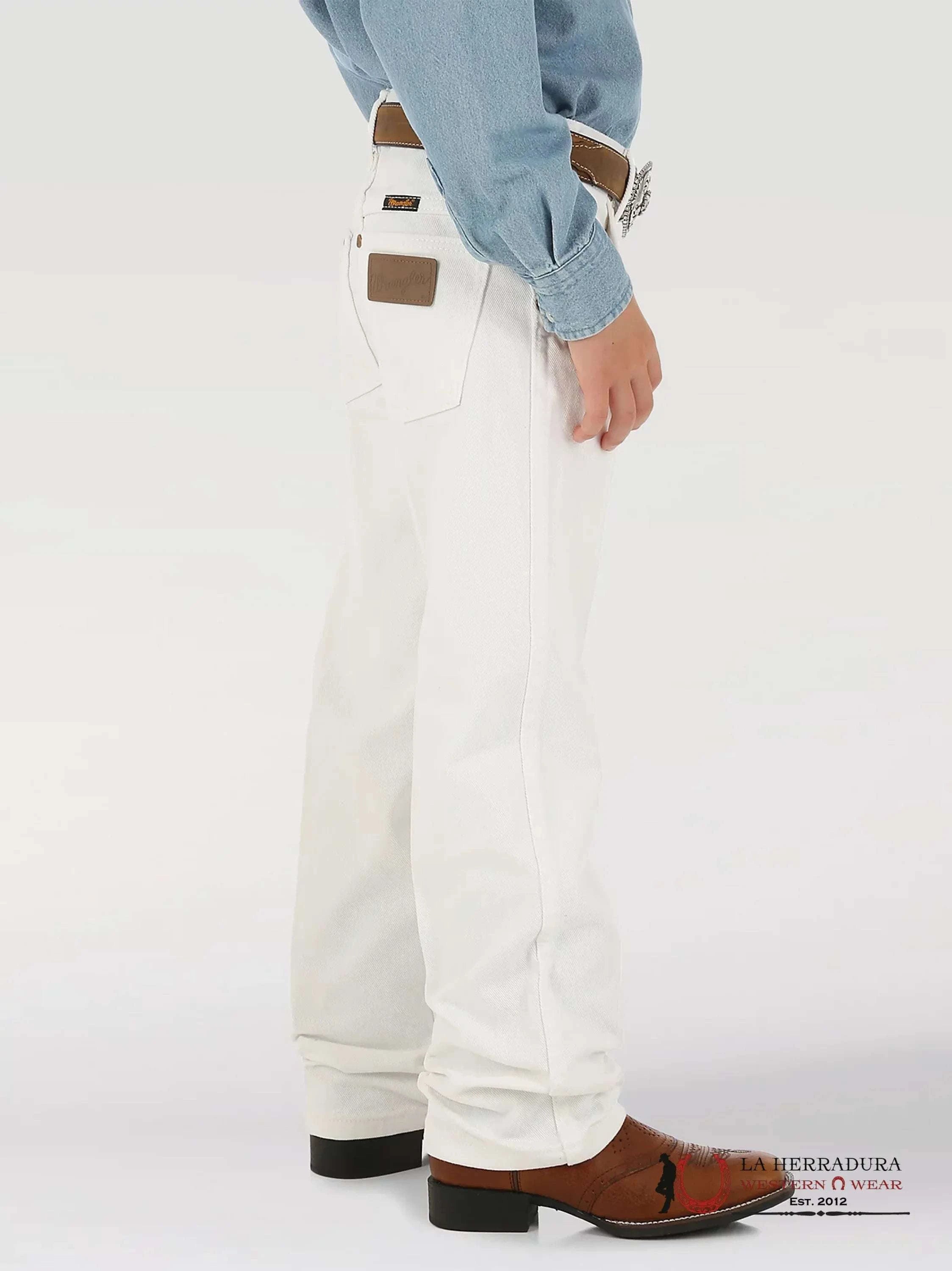 JEANS BOYS WRANGLER TAN COWBOY CUT PRO RODEO ORIGINAL FIT SLIM WHITE 1013MWBWI NIÑOS