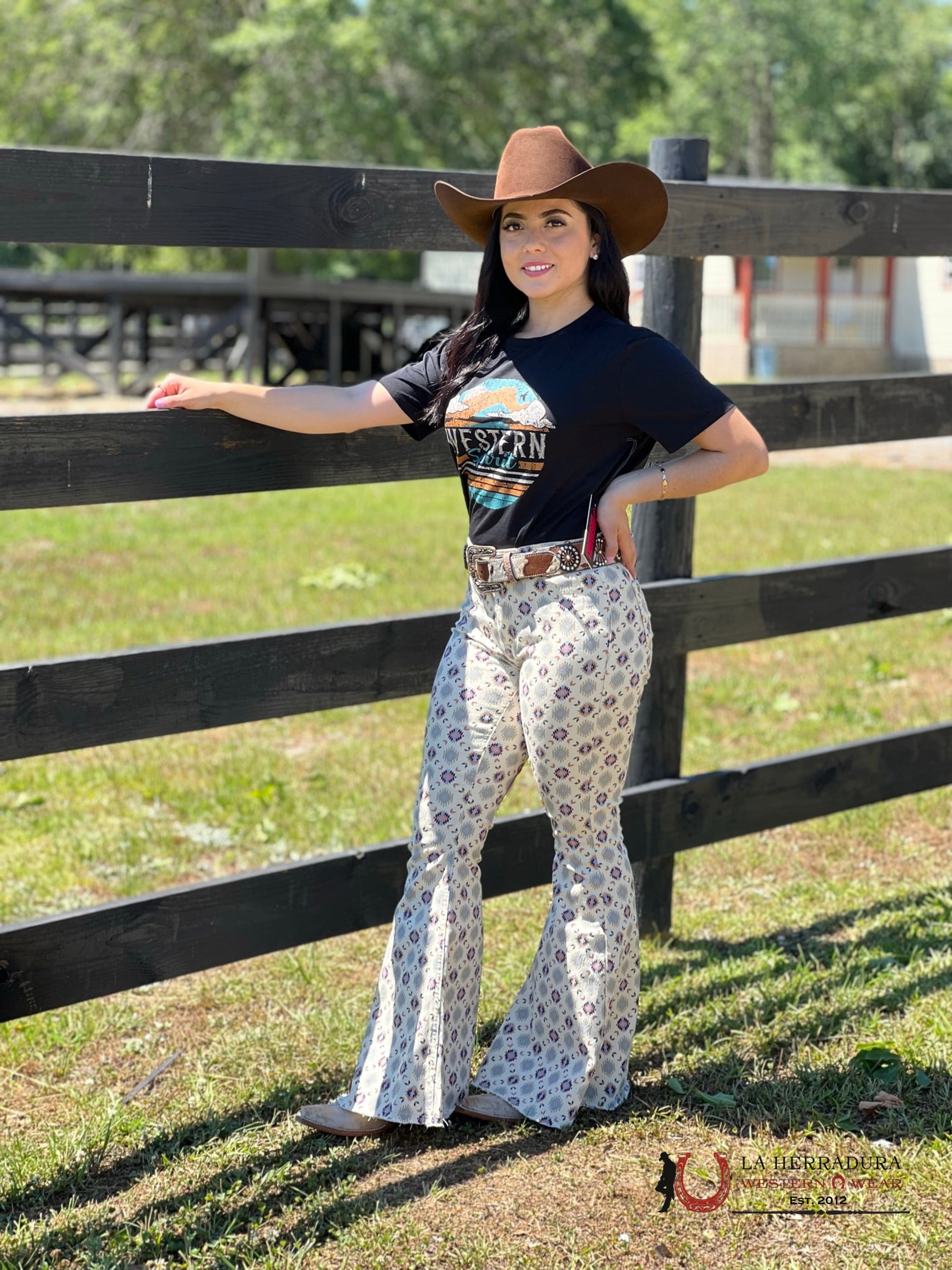 Jeans For Women Rock&Roll Beige Aztec Buttom Bell Ropa Mujeres