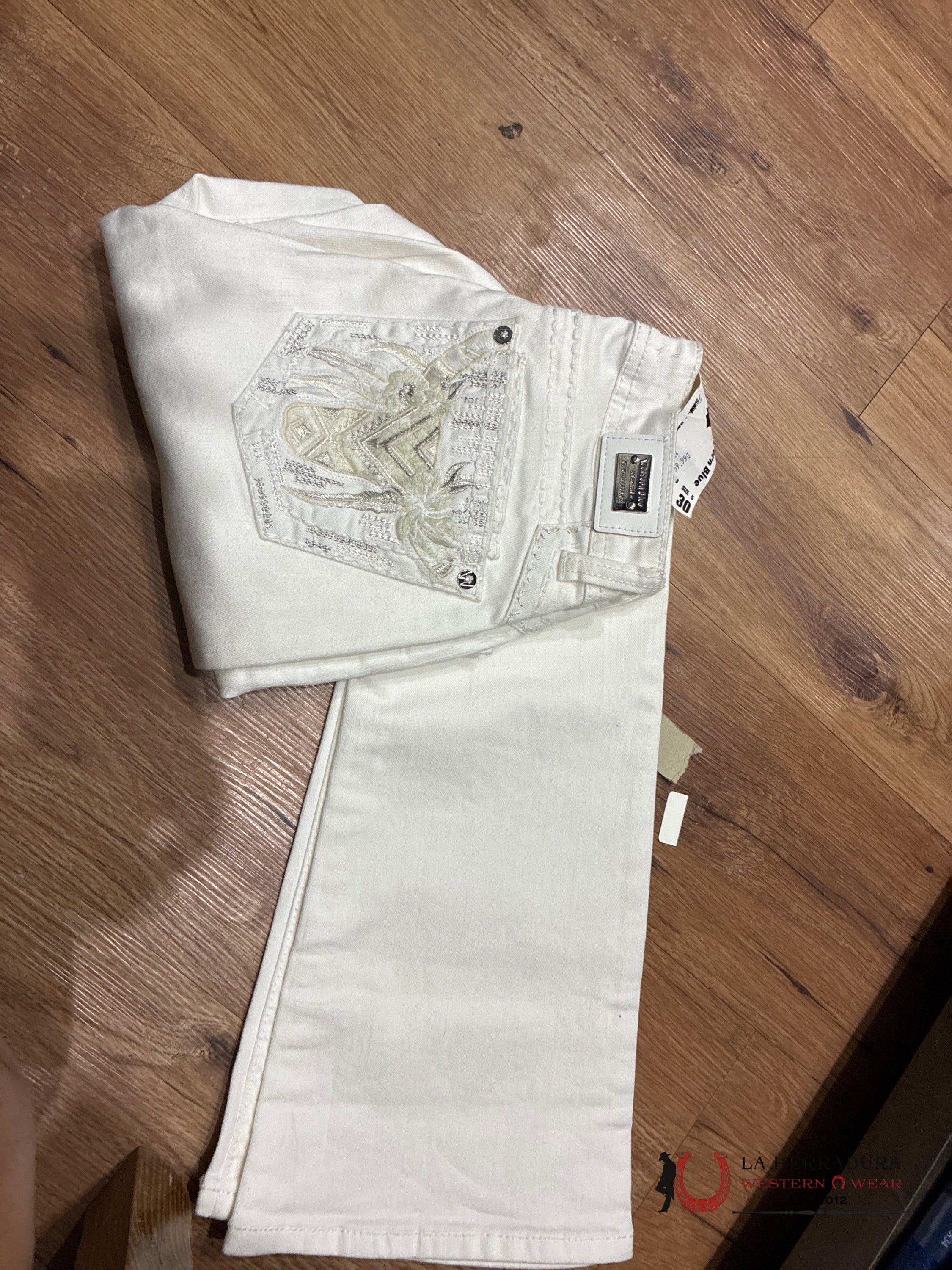 JEANS GIRL WESTERN BLUE COLLECTION WHITE BOOTCUT JEANS W153–PB30 NIÑOS