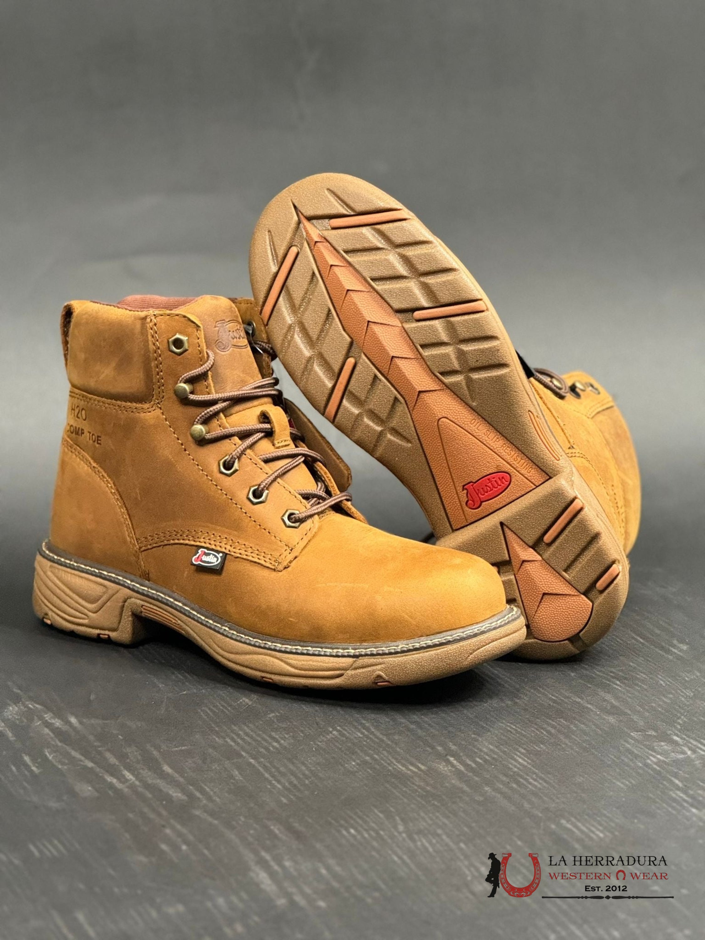 Justin 6” Barley Brown Full Grain Cowhide Ortholite