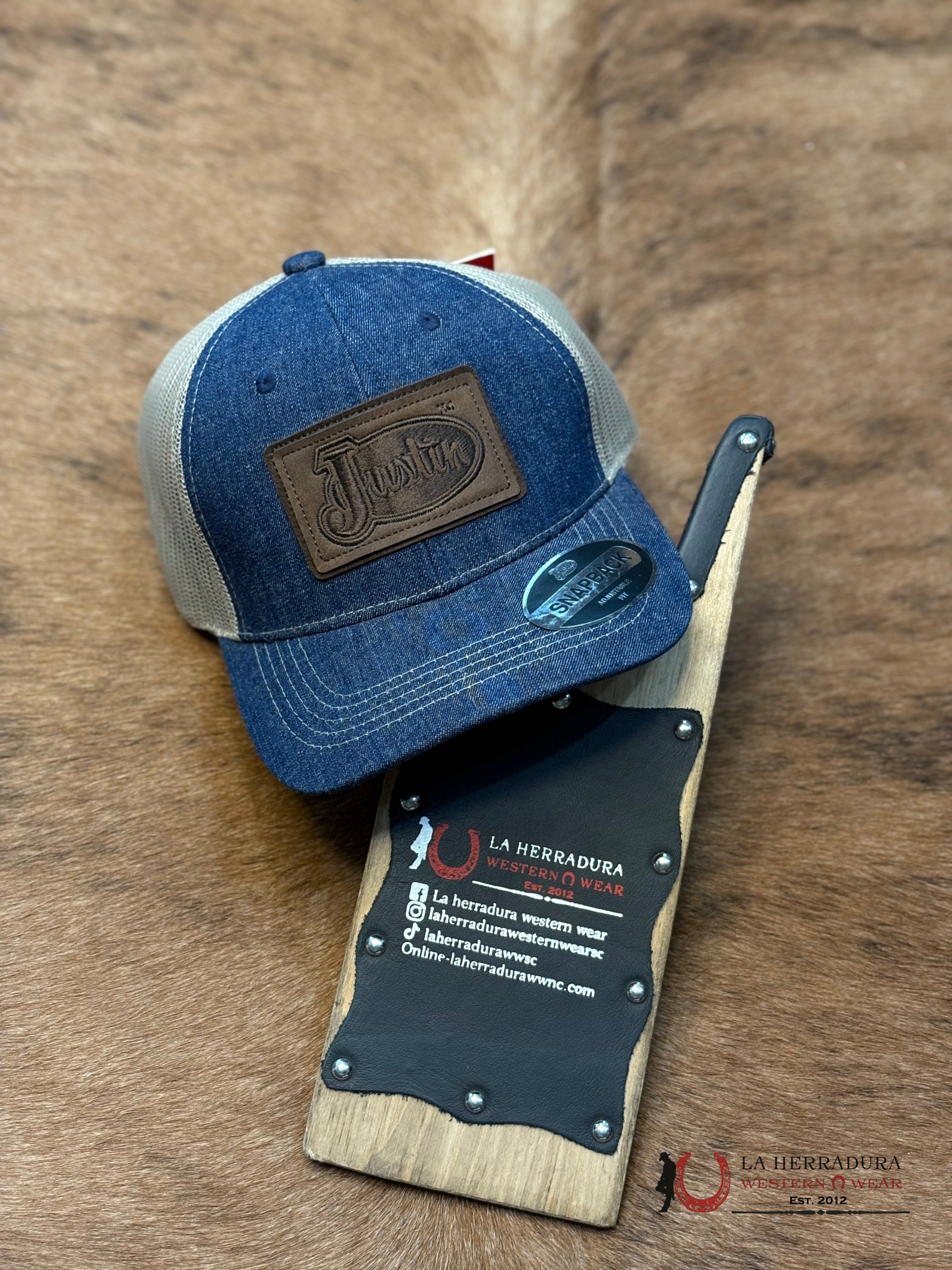 JUSTIN BLUE AND TAN HAT CAPS MENS GORRAS HOMBRES