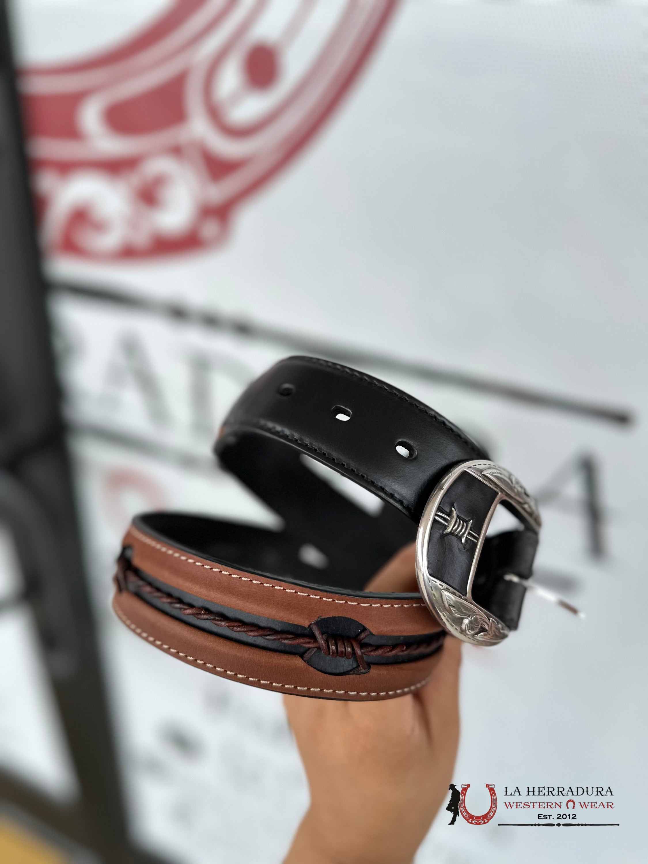 Justin Fenced In Black Belt Cinturones Hombres