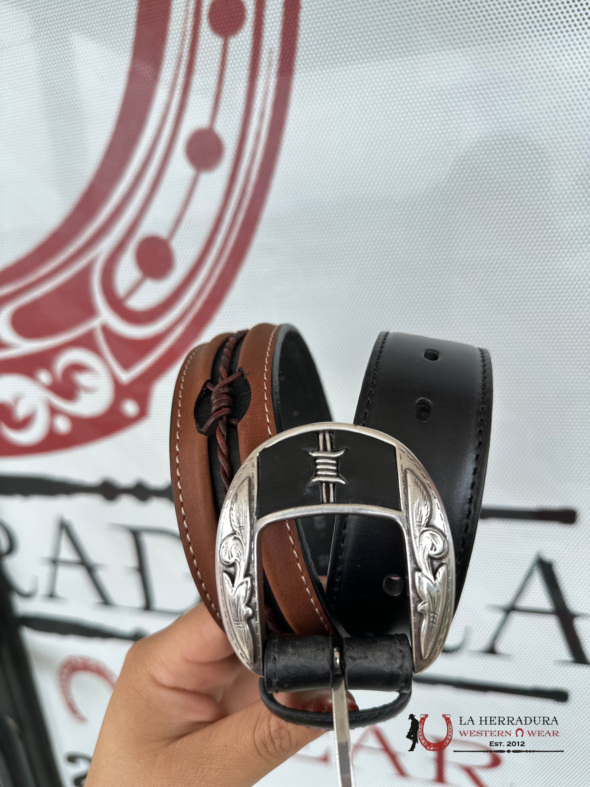 Justin Fenced In Black Belt Cinturones Hombres