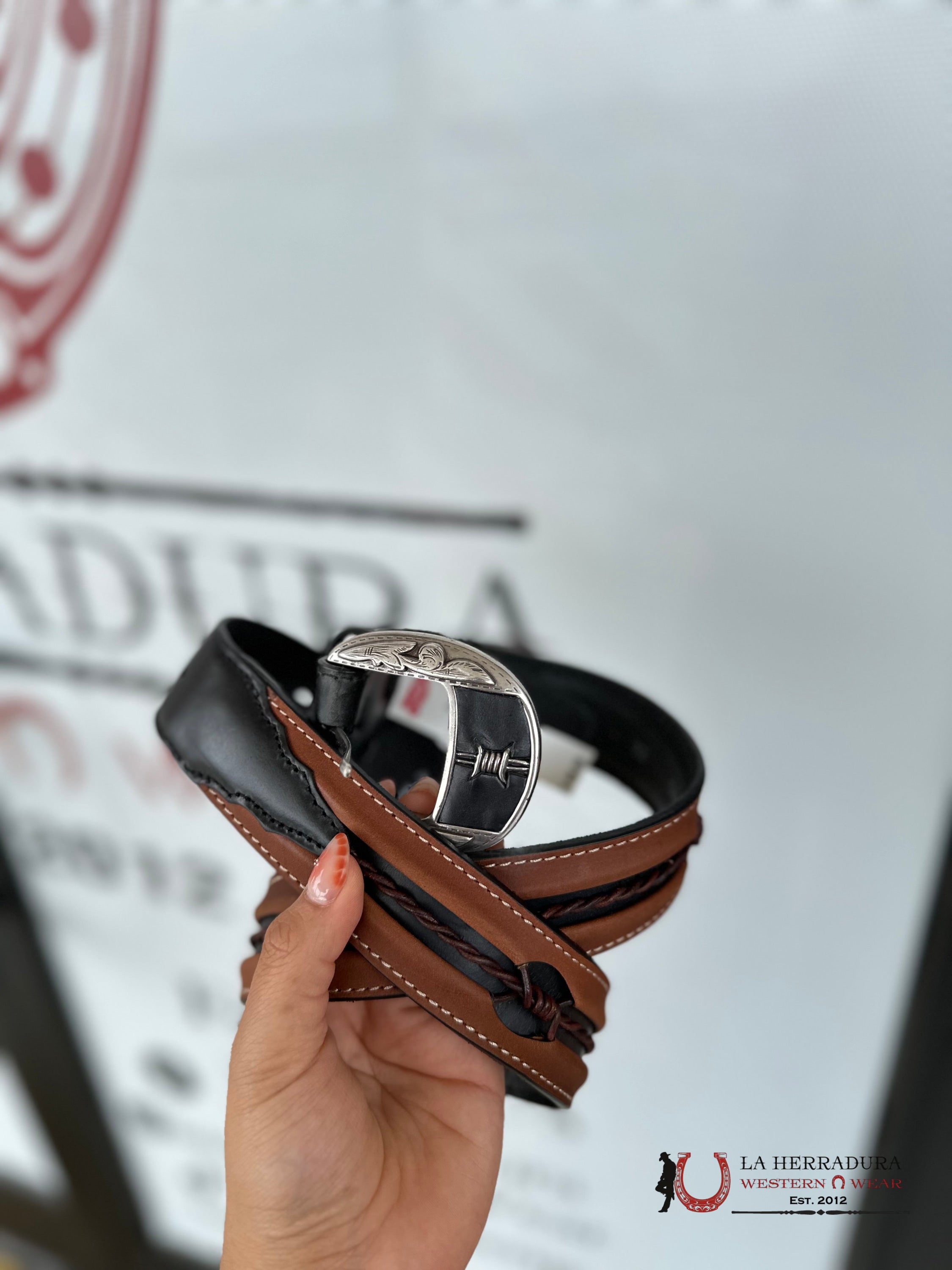 Justin Fenced In Black Belt Cinturones Hombres