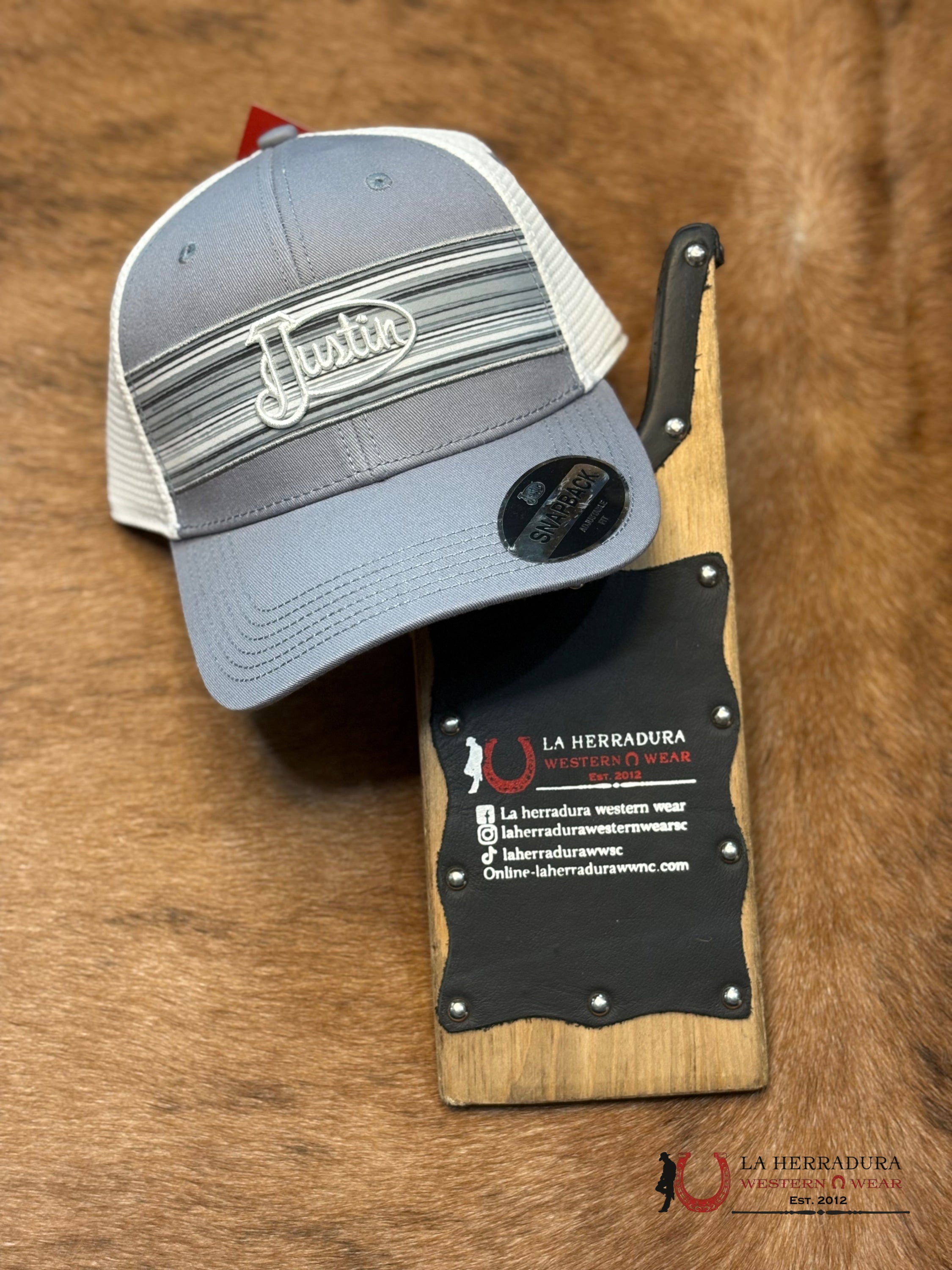 JUSTIN LOGO STRIPES CAP CAPS MENS GORRAS HOMBRES