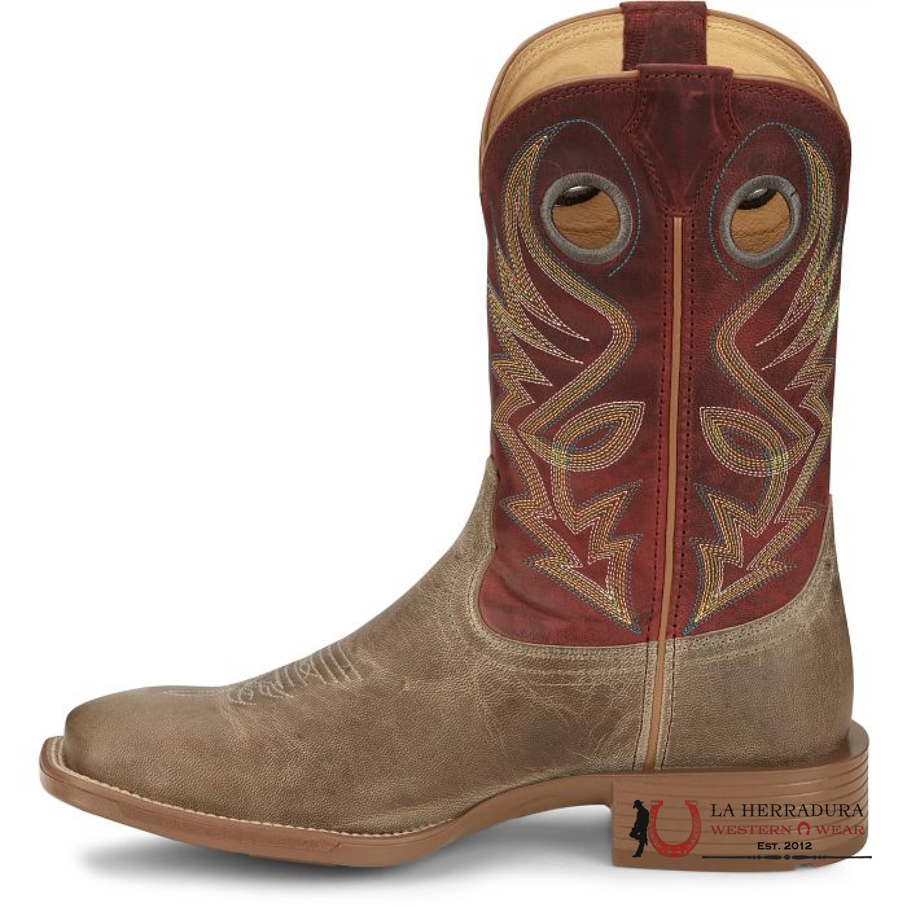 JUSTIN MEN PICKETT GREY COAT WIDE SQUARE TOE STYLE UN7151 BOTAS HOMBRES