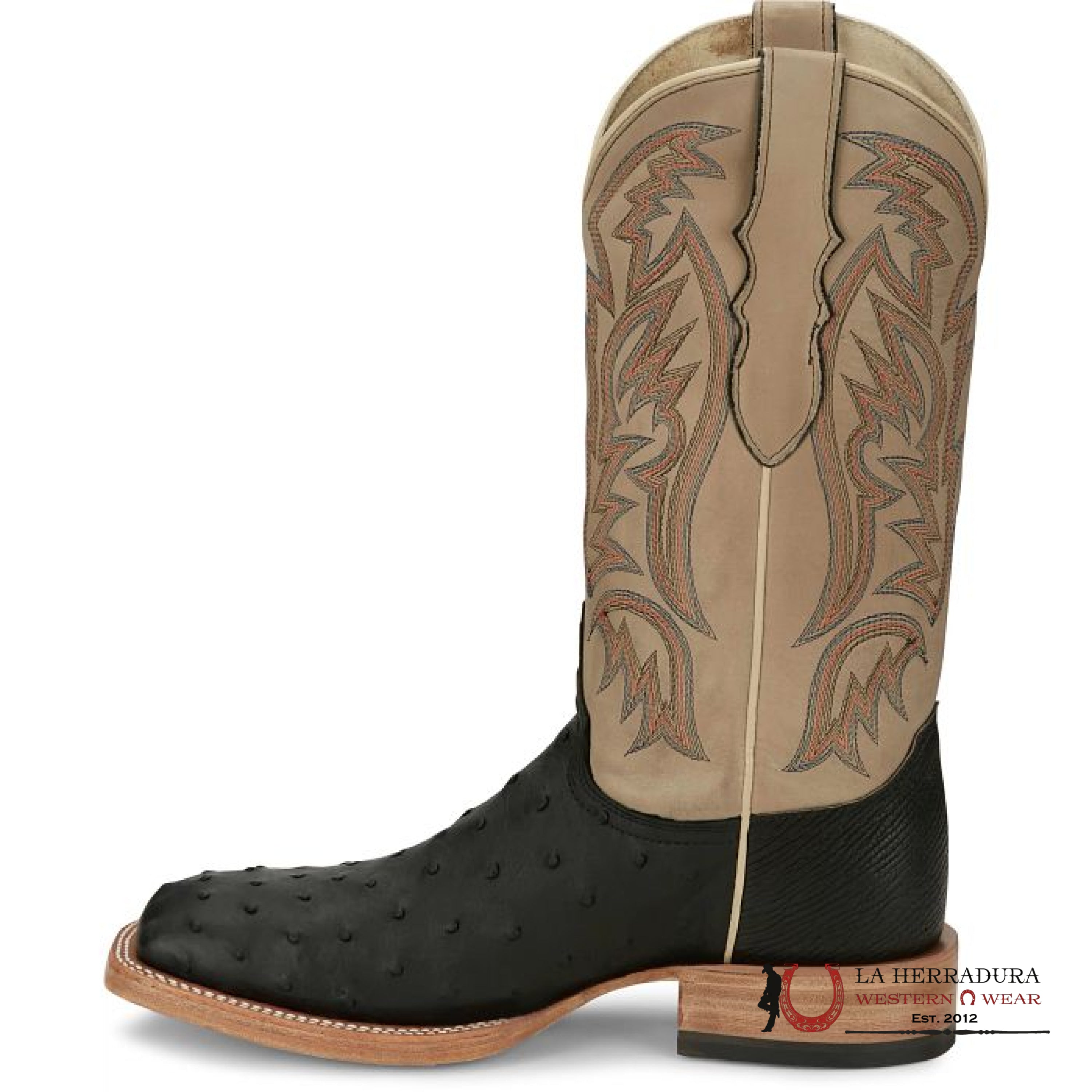 JUSTIN MENS DOC BAR BLACK FULL QUILL OSTRICH STYLE AQ8042 BOTAS HOMBRES