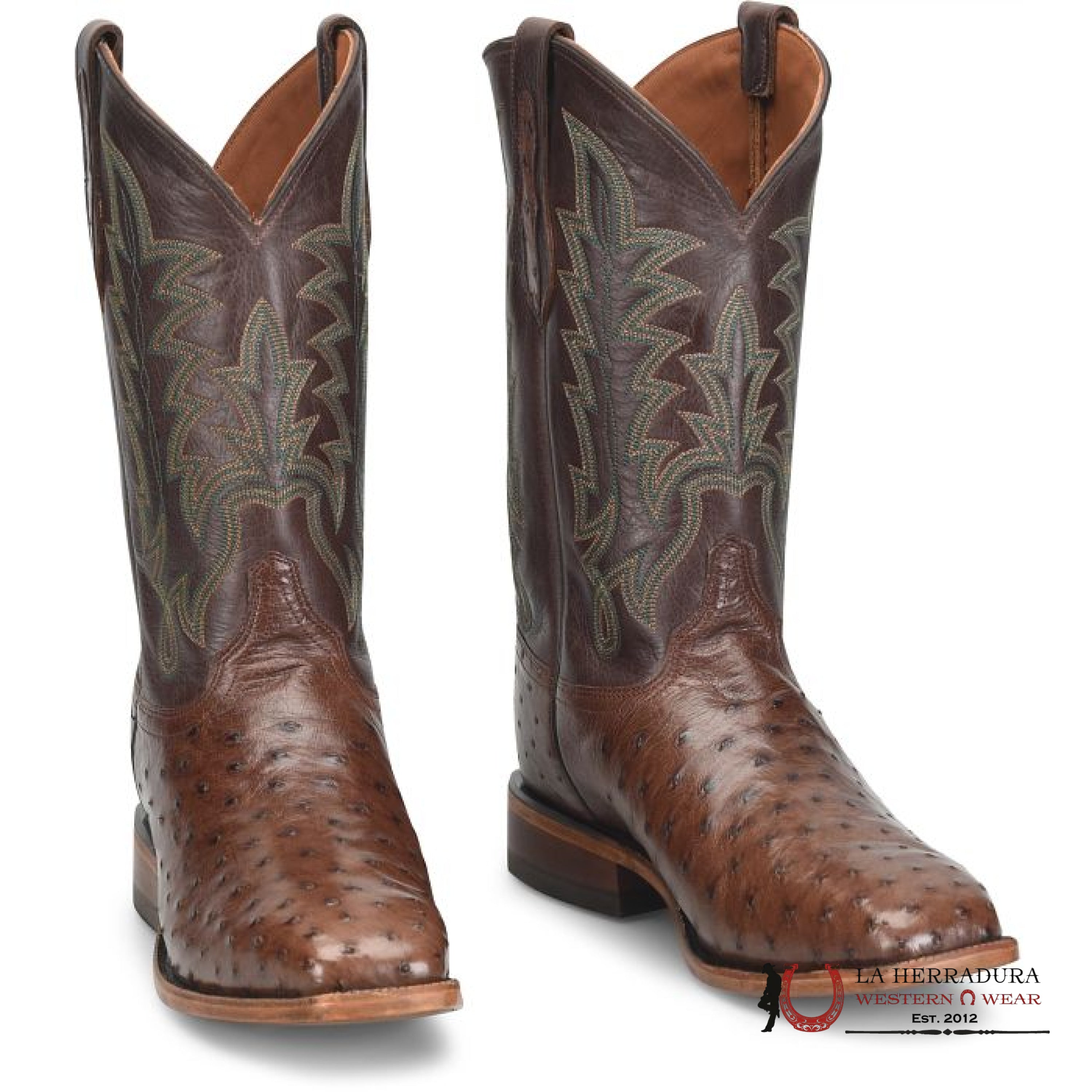 JUSTIN RANCHER JANGO TOBAC FULL WUILL OSTRICH #GR5334 BOTAS HOMBRES