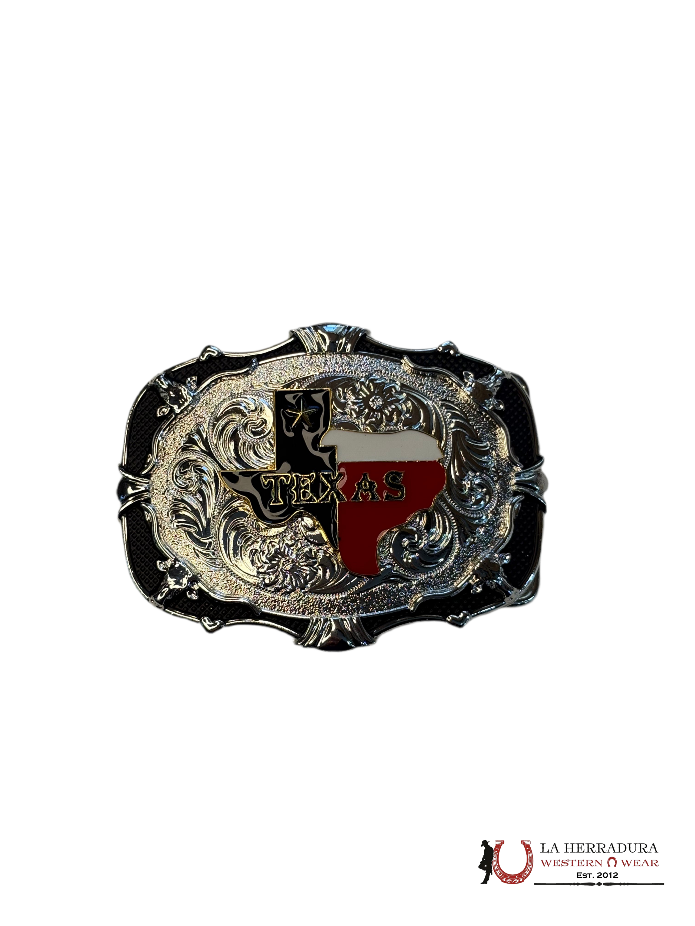 KIDS SQUARE BLACK AND SILVER TEXAS BUCKLE ACCESORIOS