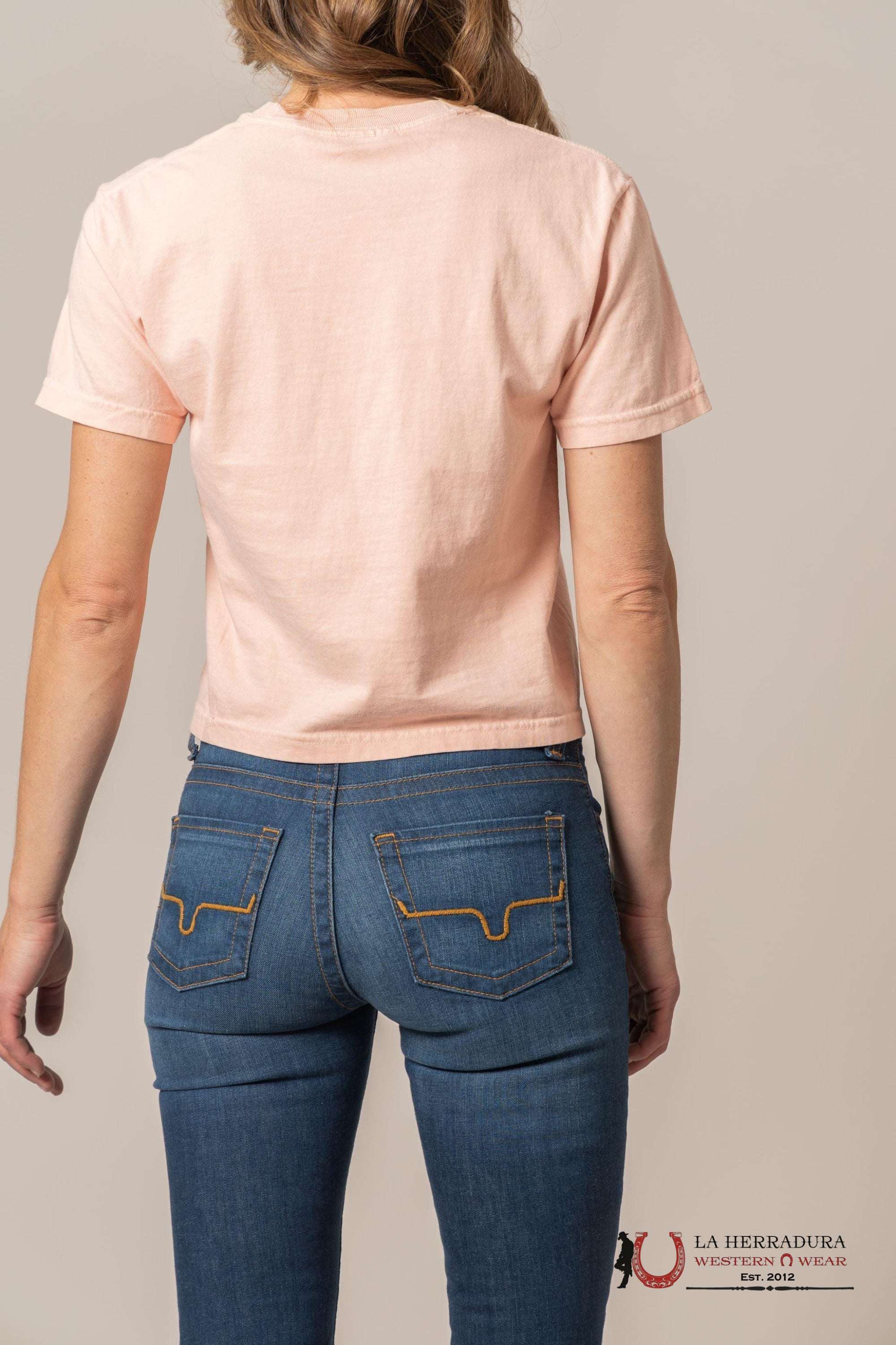KIMS RAMCH WOMEN T-SHIRT CROP TOP SUNSET LAUREL CANYON IVORY ROPA MUJERES