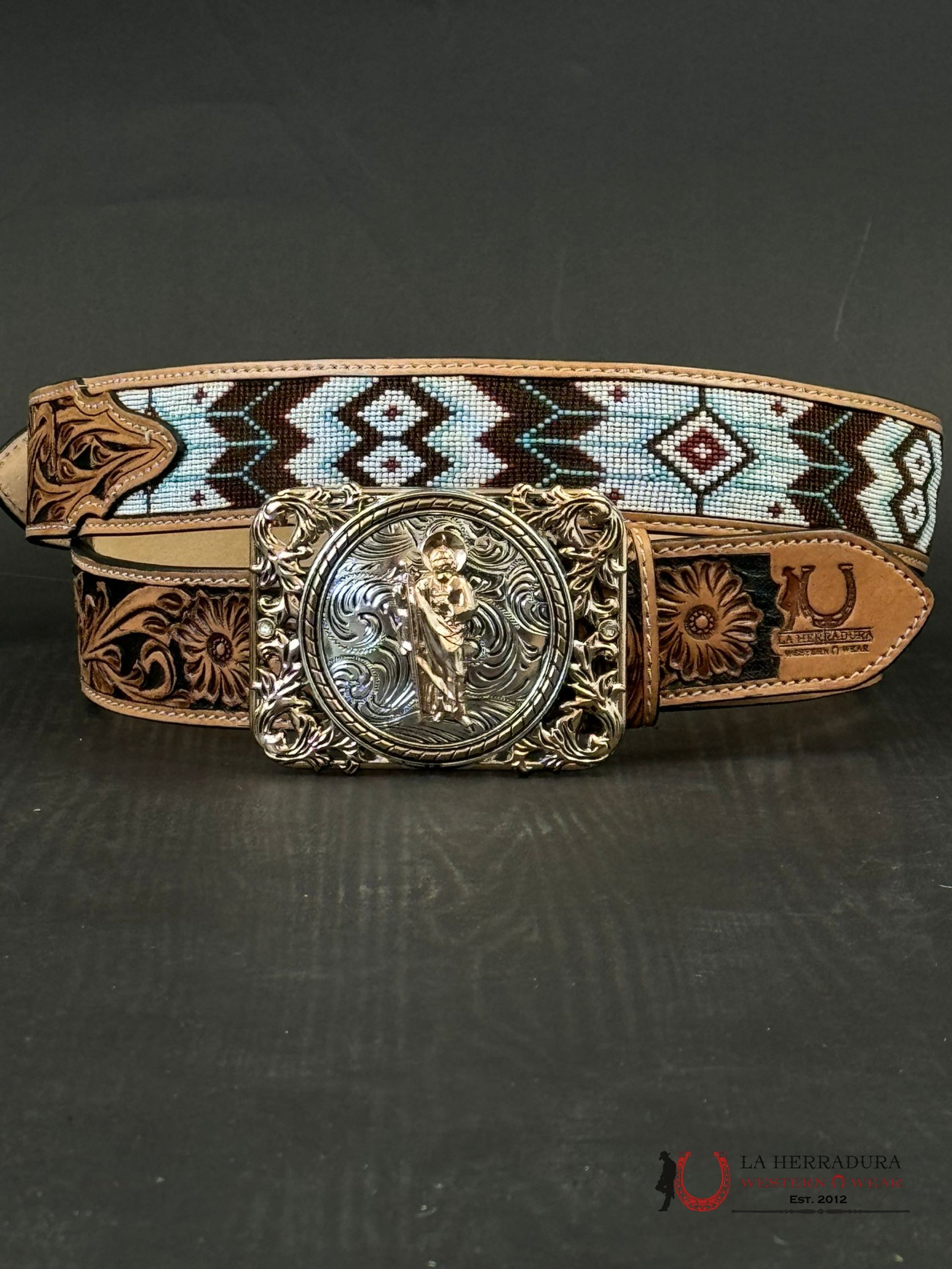 La Herradura Aztec Beaded 2 In Belt Only Cinturones Hombres