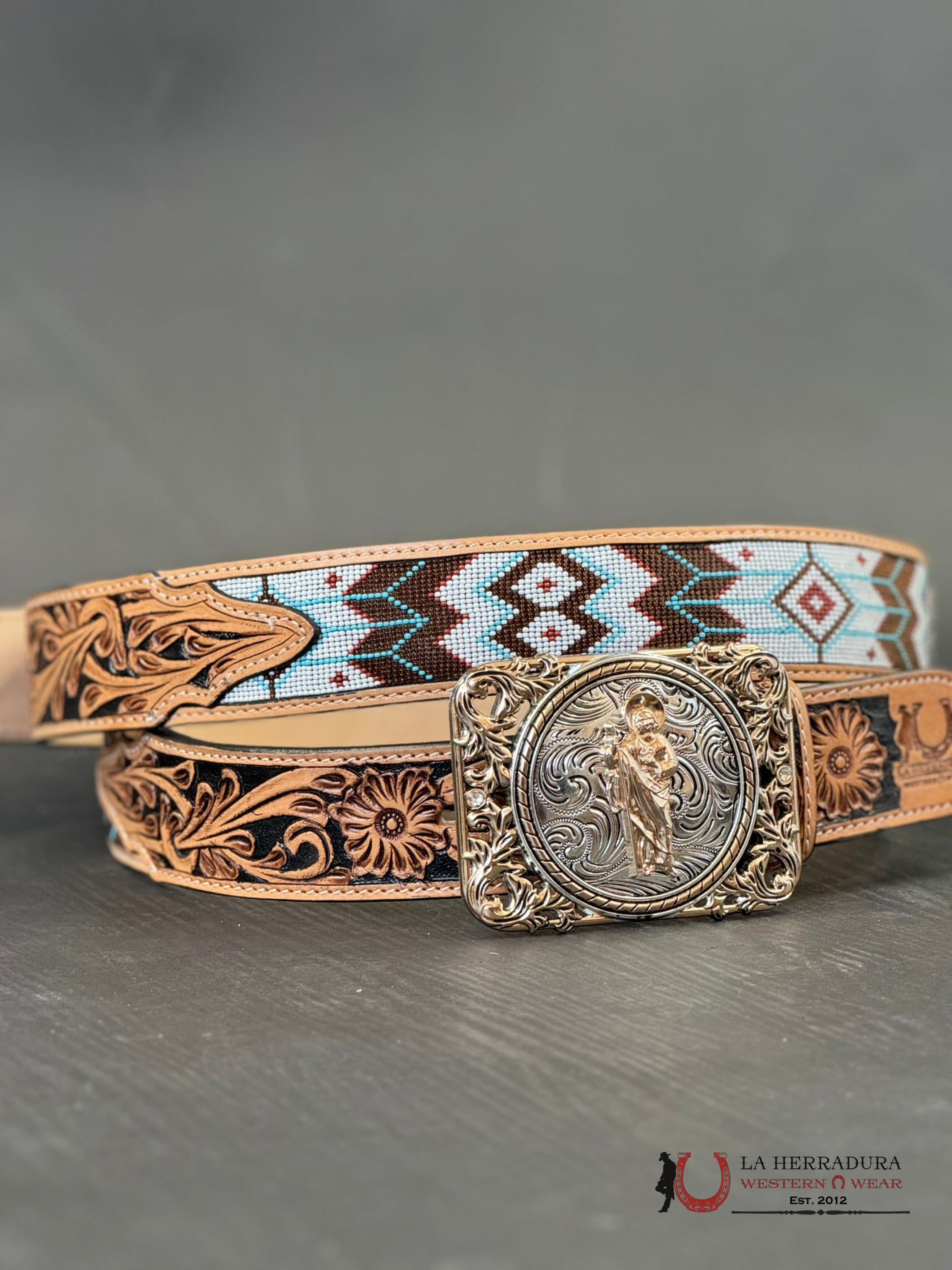 La Herradura Aztec Beaded 2 In Belt Only Cinturones Hombres