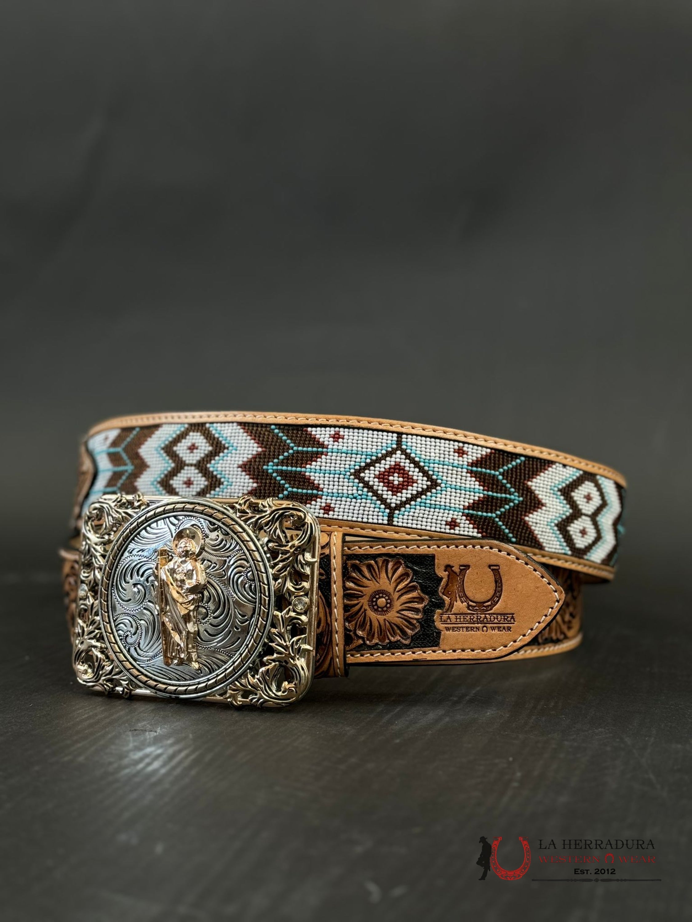 La Herradura Aztec Beaded 2 In Belt Only Cinturones Hombres