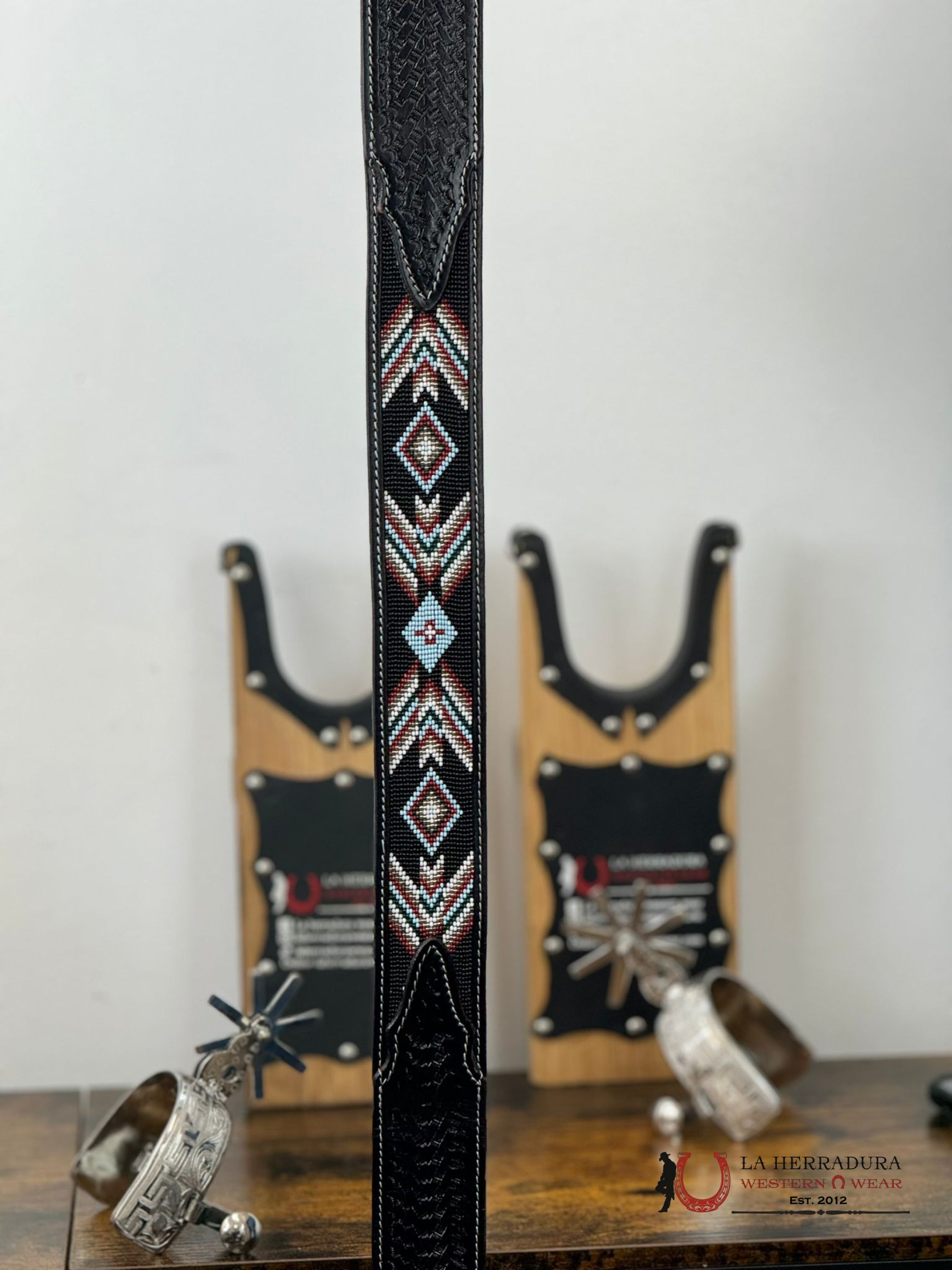 La Herradura Aztec Black Brown Handtooled 2 Inch Belt 32 Only Belt Cinturones Hombres