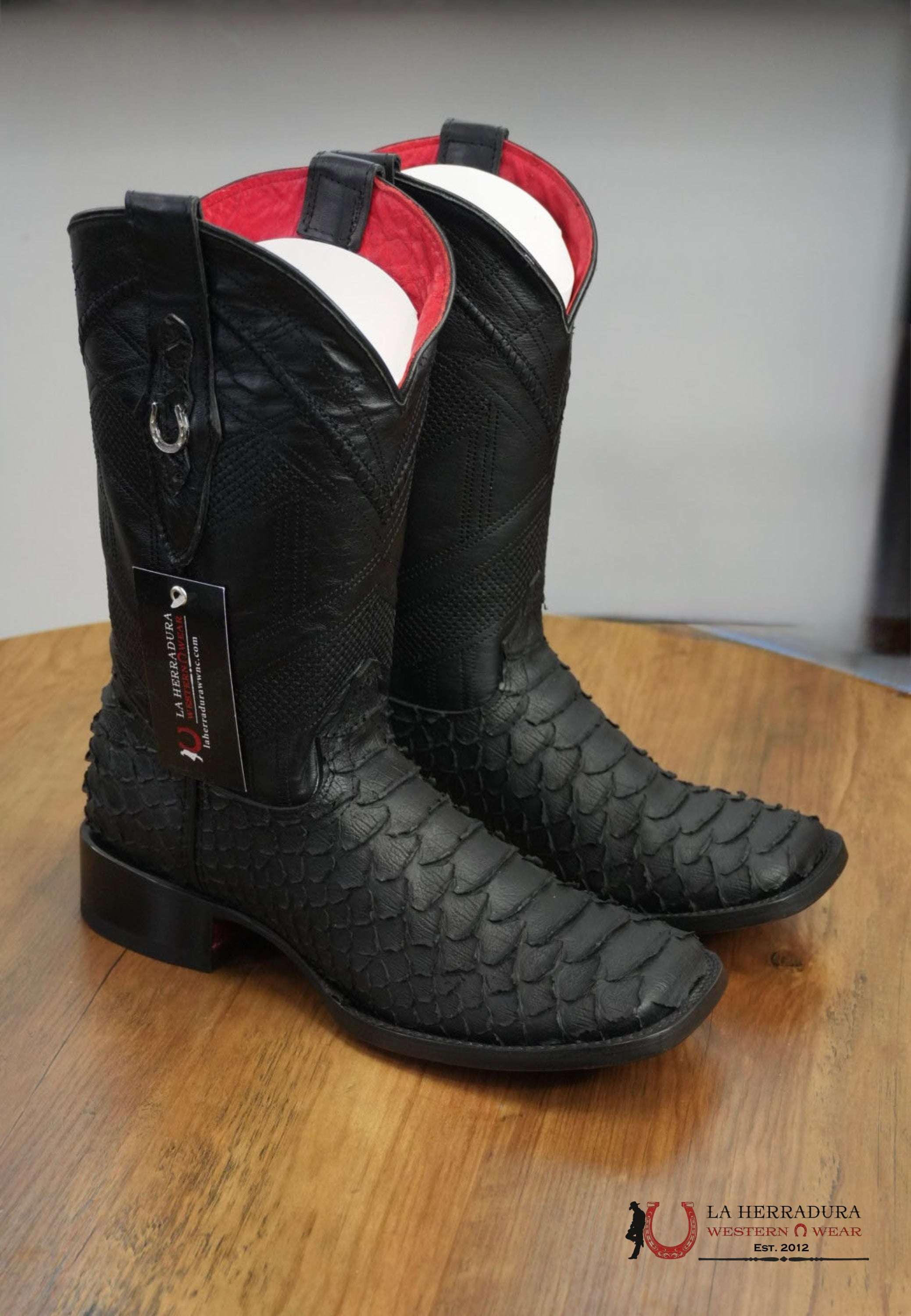 CLON PYTHON NEGRO MATTE RU NGO REDBOTTOM BOTAS HOMBRES