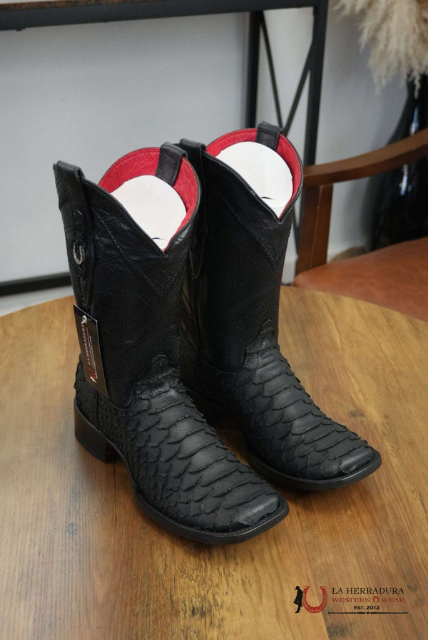 LA HERRADURA HOMBRE CLON PYTHON NEGRO MATE SUELA ROJA PUNTA CUADRADA